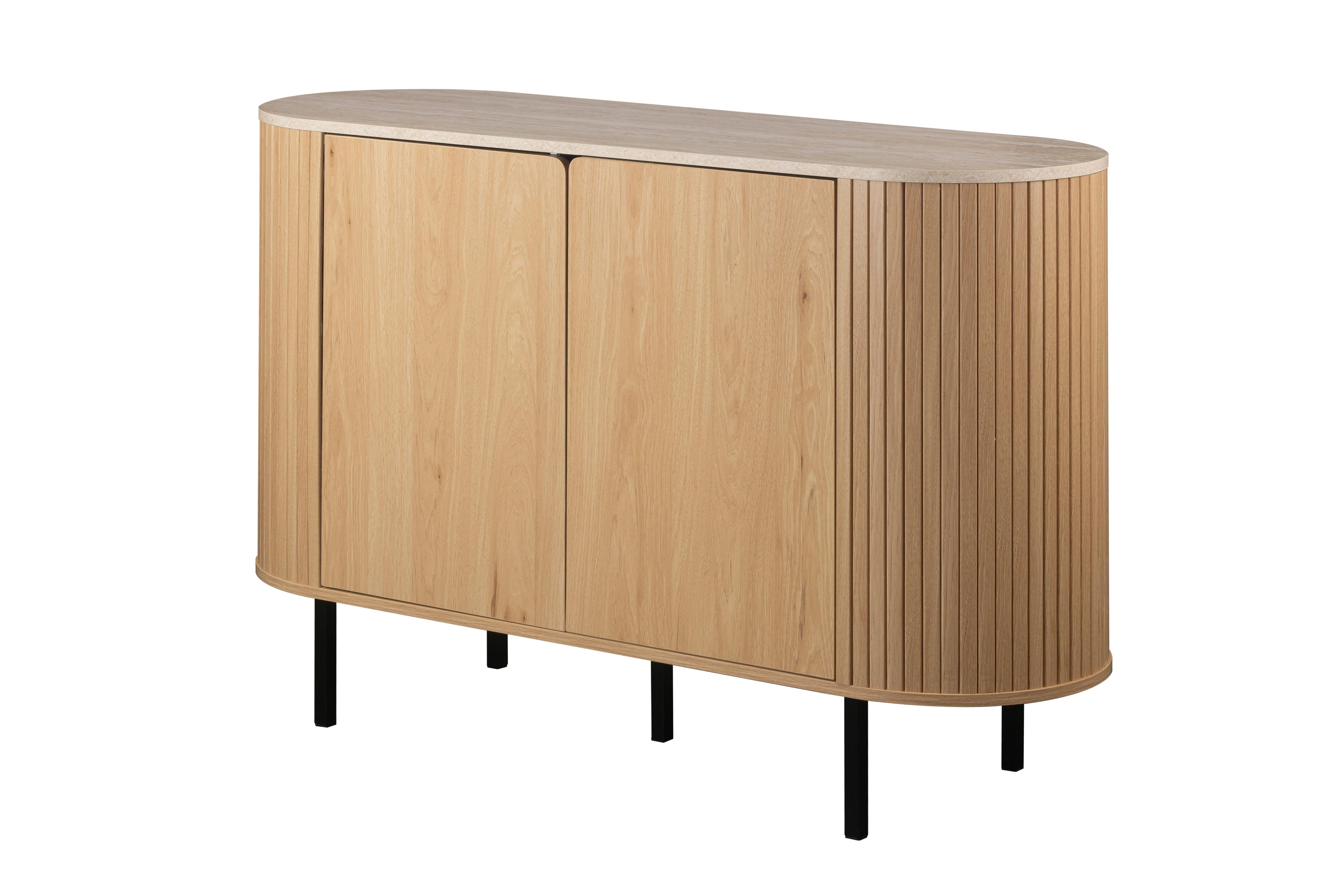 Komoda Fabia, Barva Hrasta - črna/barve hrasta, Design, kovina/leseni material (120/80/40cm) - MID.YOU