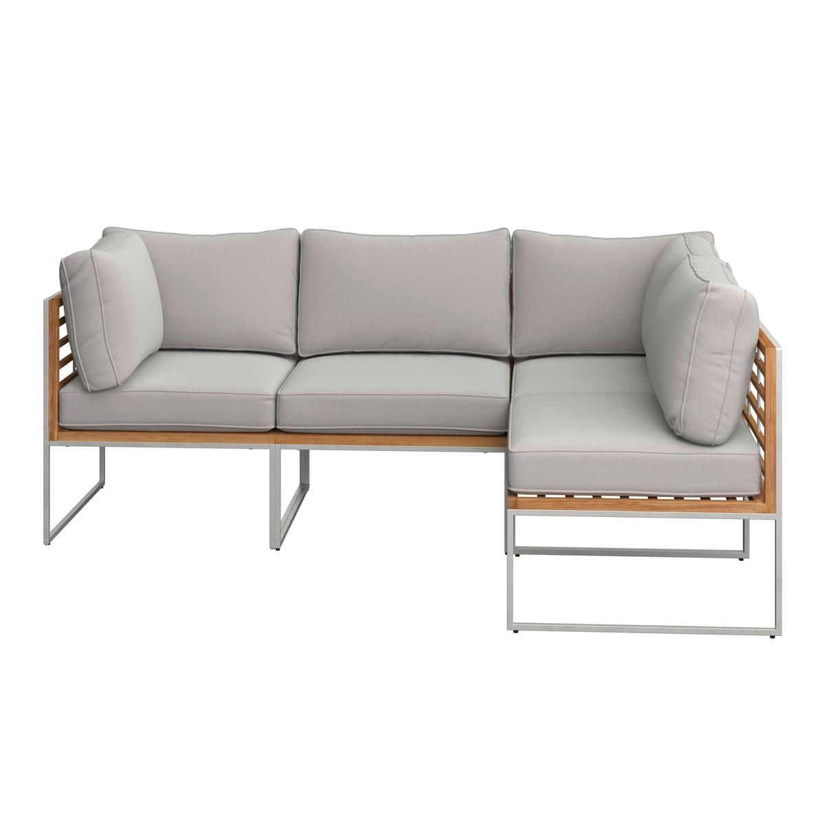 KOMPLET MEBLI TARASOWYCH TEAKLINE - beżowy/kolor stalowy, Modern, metal/tkanina - Ambia Garden