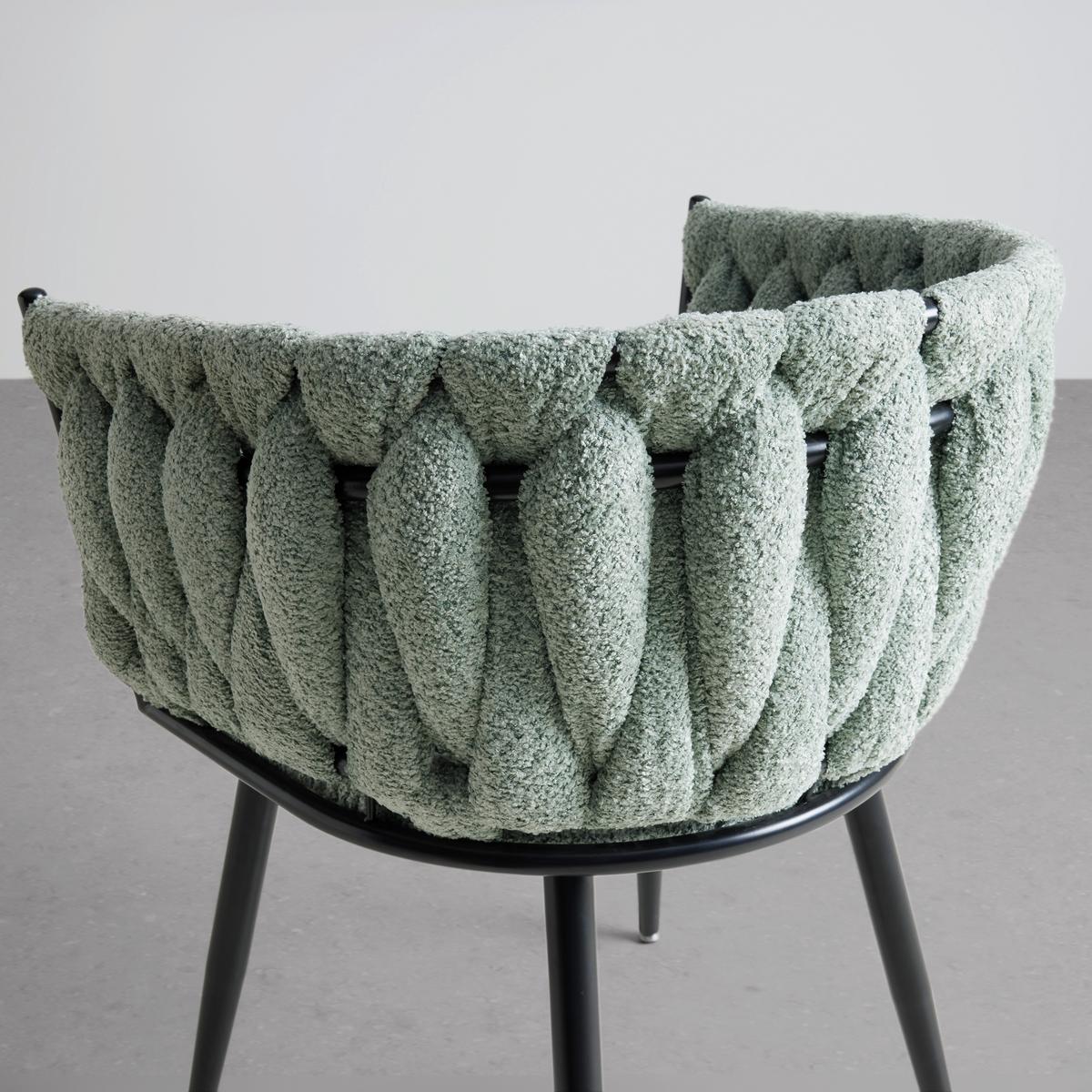 Naslanjač Weavy -Trend- - črna/svetlo zelena, Moderno, kovina/tekstil (64/78/55cm) - Premium Living