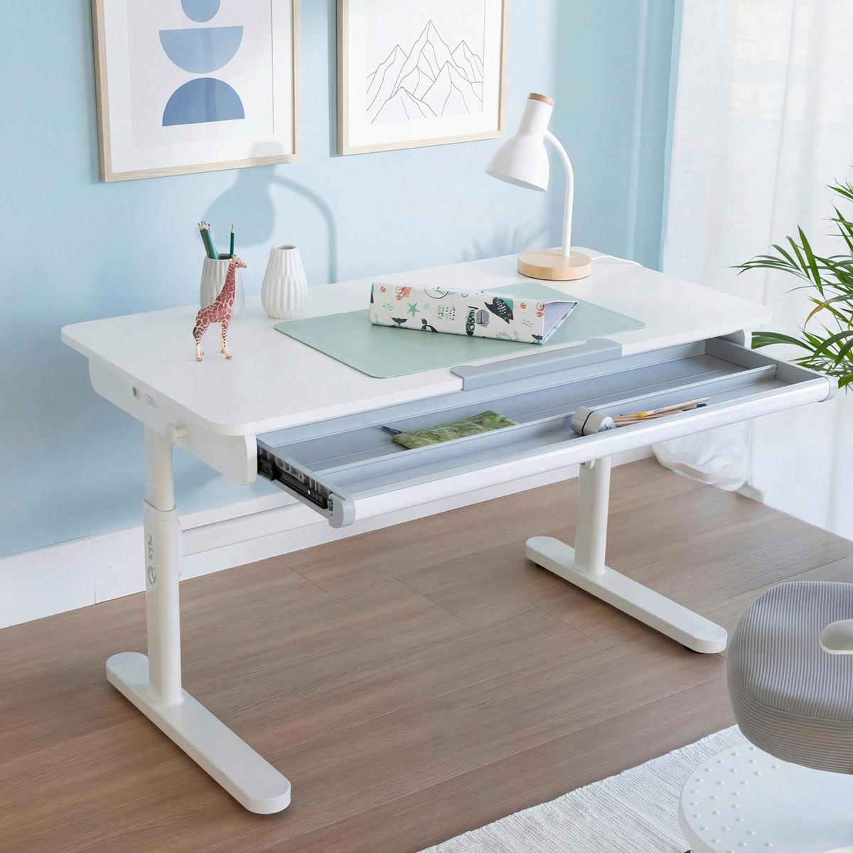 Íróasztal Állítható Magasságú Smart Grow - fehér, Modern, faalapú anyag/fém (109,5/62-78/60cm) - Roba