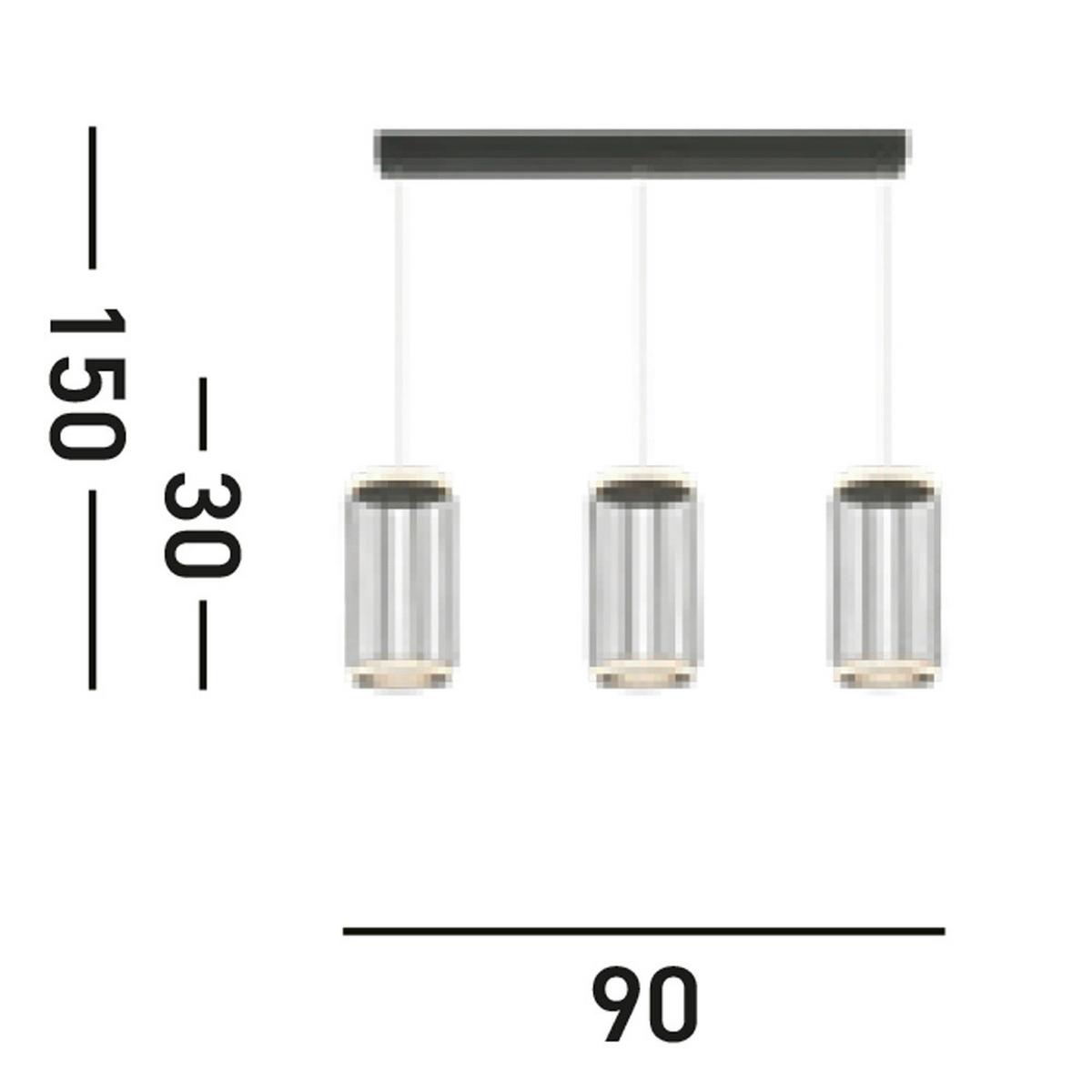 LED Függőlámpa 54212-3bk Circolo - fekete/fehér, Design, műanyag/fém (90/16/150cm) - Searchlight