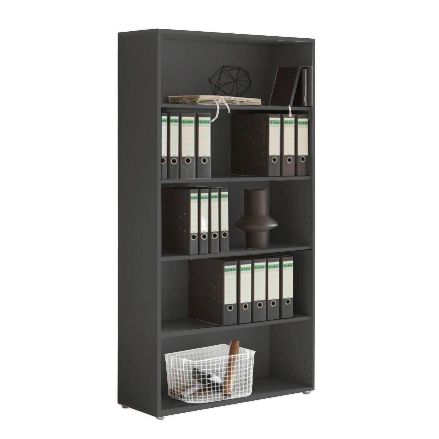 AKTENREGAL REGAL HOCH/BREIT - Anthrazit/Schwarz, LIFESTYLE, Holzwerkstoff (84,4/185,6/33cm) - MID.YOU