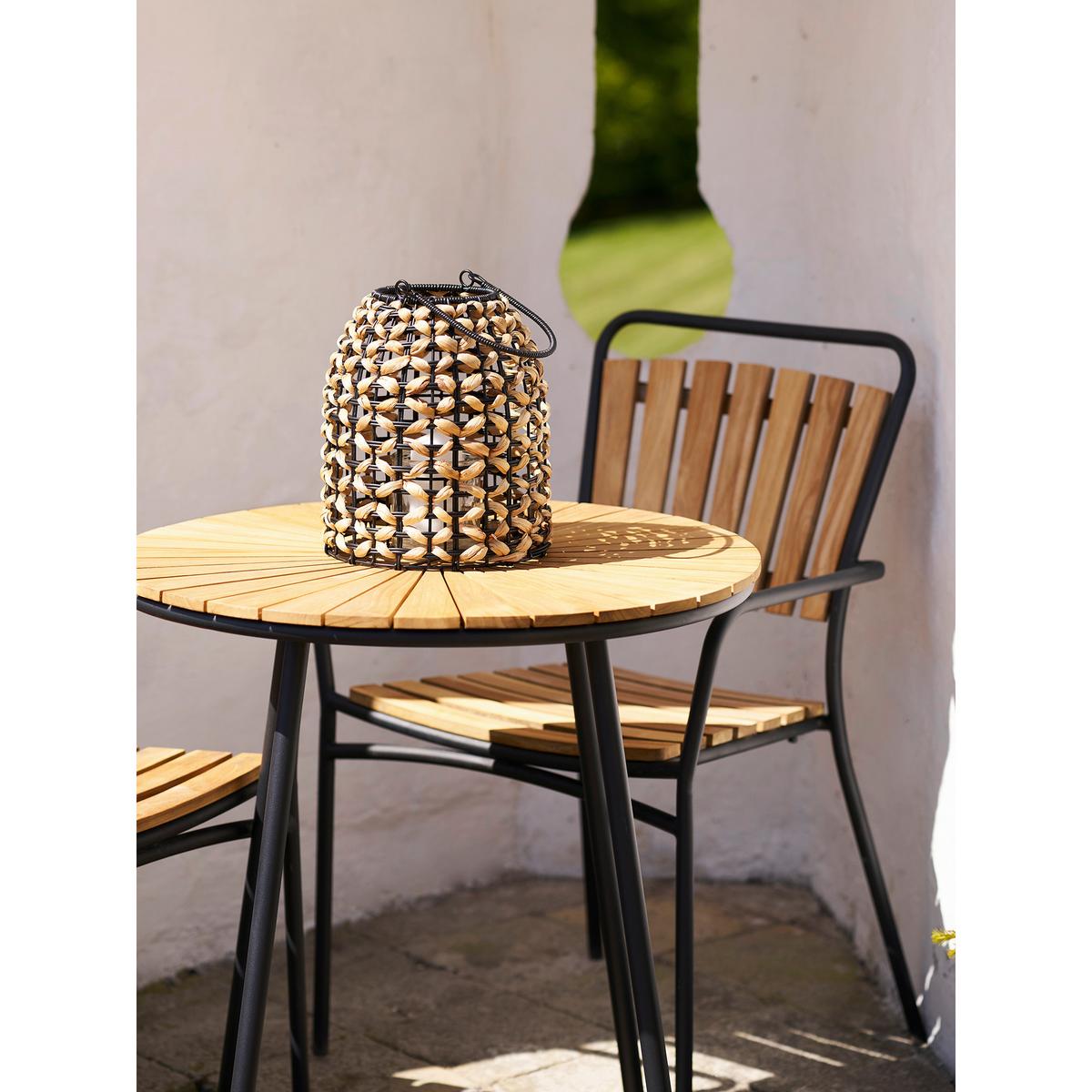 Laterne Pinto Lantern Naturfarben/Schwarz - Schwarz/Naturfarben, Basics, Glas/Naturmaterialien (24/28,5/24cm)