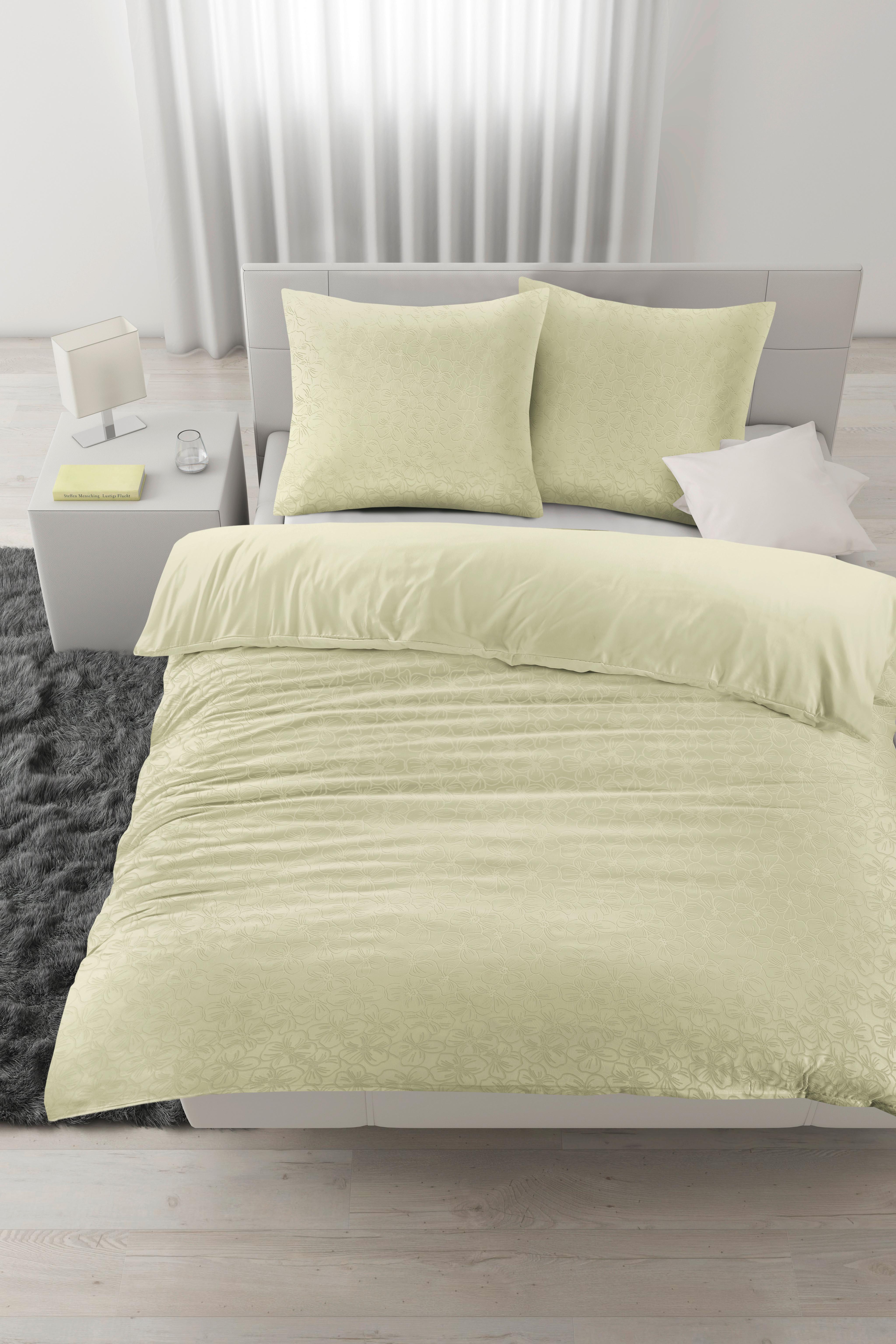 Lenjerie de pat Blume cca. 200x220/2x50x70 cm - verde mentă, Konventionell, textil (200/220cm) - Mömax