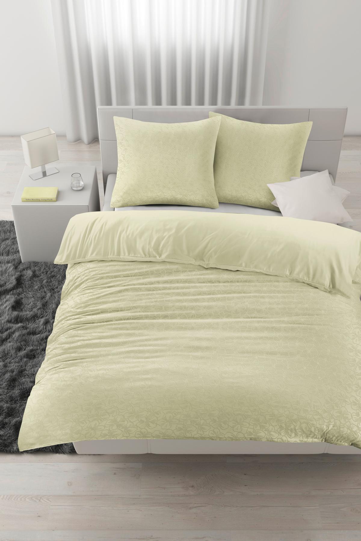 Lenjerie de pat Blume cca. 200x220/2x50x70 cm - verde mentă, Konventionell, textil (200/220cm) - Mömax