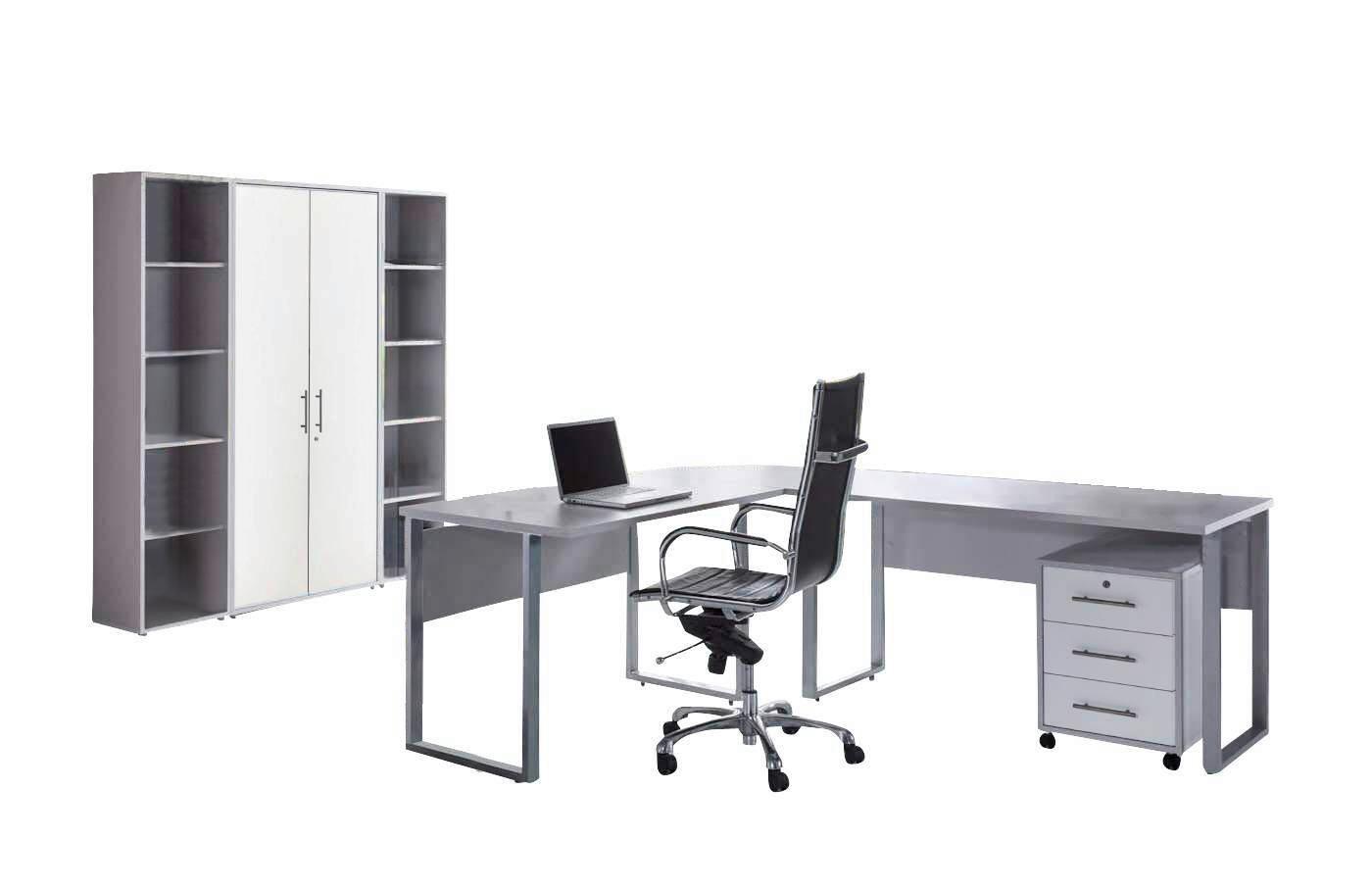 Büro Office Edition Set 3 Grau/Weiß - Weiß/Grau, MODERN, Holzwerkstoff - MID.YOU