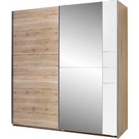 Tolóajtós Szekrény 2 Ajtós Stripe - tölgyfa színű/alumíniumszínű, Modern, fém/fa (180/198/64cm)