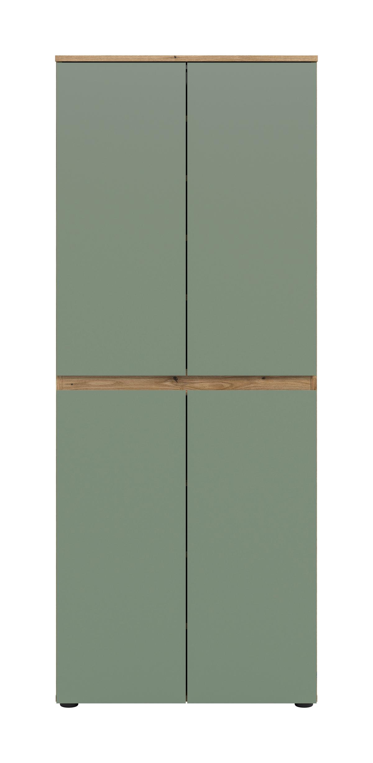 Garderobenschrank Scarpa Graugrün/Eiche - Eichefarben/Schwarz, Design, Holzwerkstoff/Kunststoff (70/175/37cm) - Livetastic