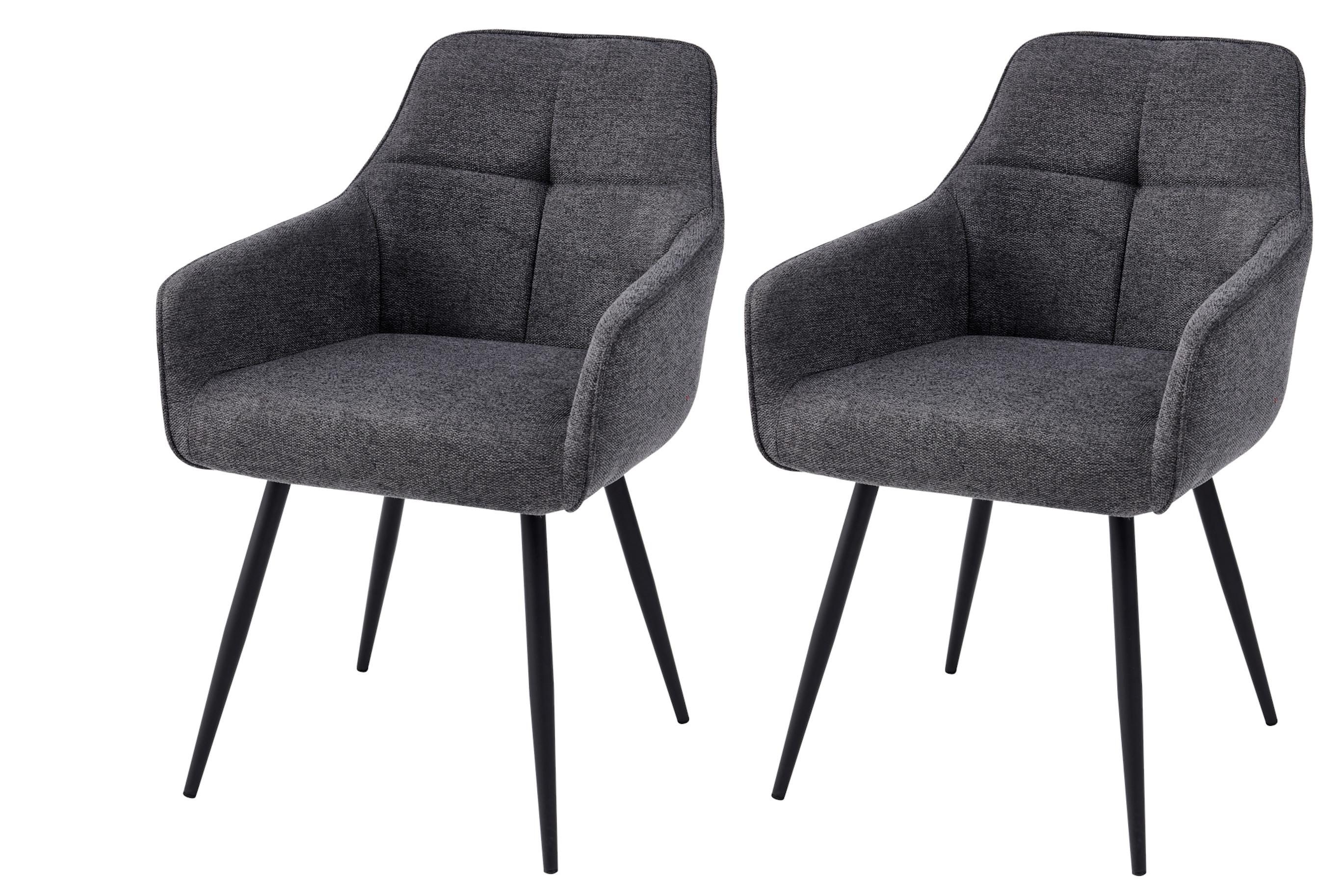 ARMLEHNSTUHL-SET VERONA I S 2ER-SET - Anthrazit/Schwarz, MODERN, Textil/Metall (53/85/62cm) - P & B