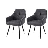 ARMLEHNSTUHL-SET VERONA I S 2ER-SET - Anthrazit/Schwarz, MODERN, Textil/Metall (53/85/62cm) - P & B