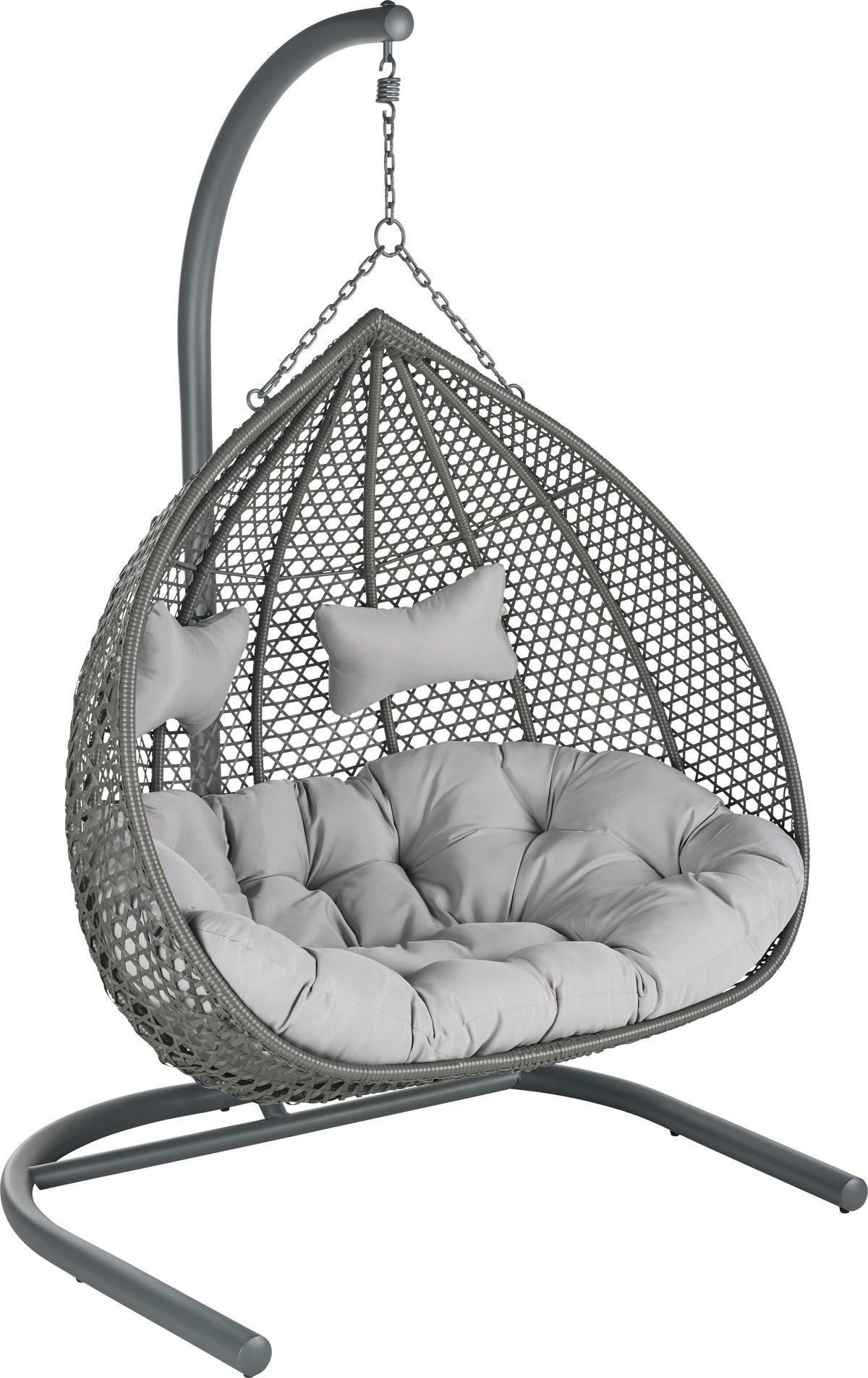 Fotoliu suspendat Bari - gri deschis/gri, Modern, plastic/metal (130/201/116cm) - Bessagi Garden