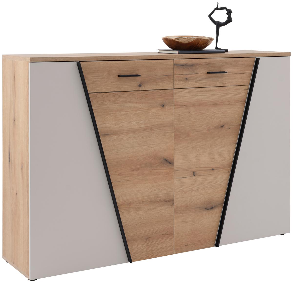 Comodă VENEDIG NEW - cașmir/culoare lemn stejar, Modern, material pe bază de lemn (160/110/40cm) - Modern Living