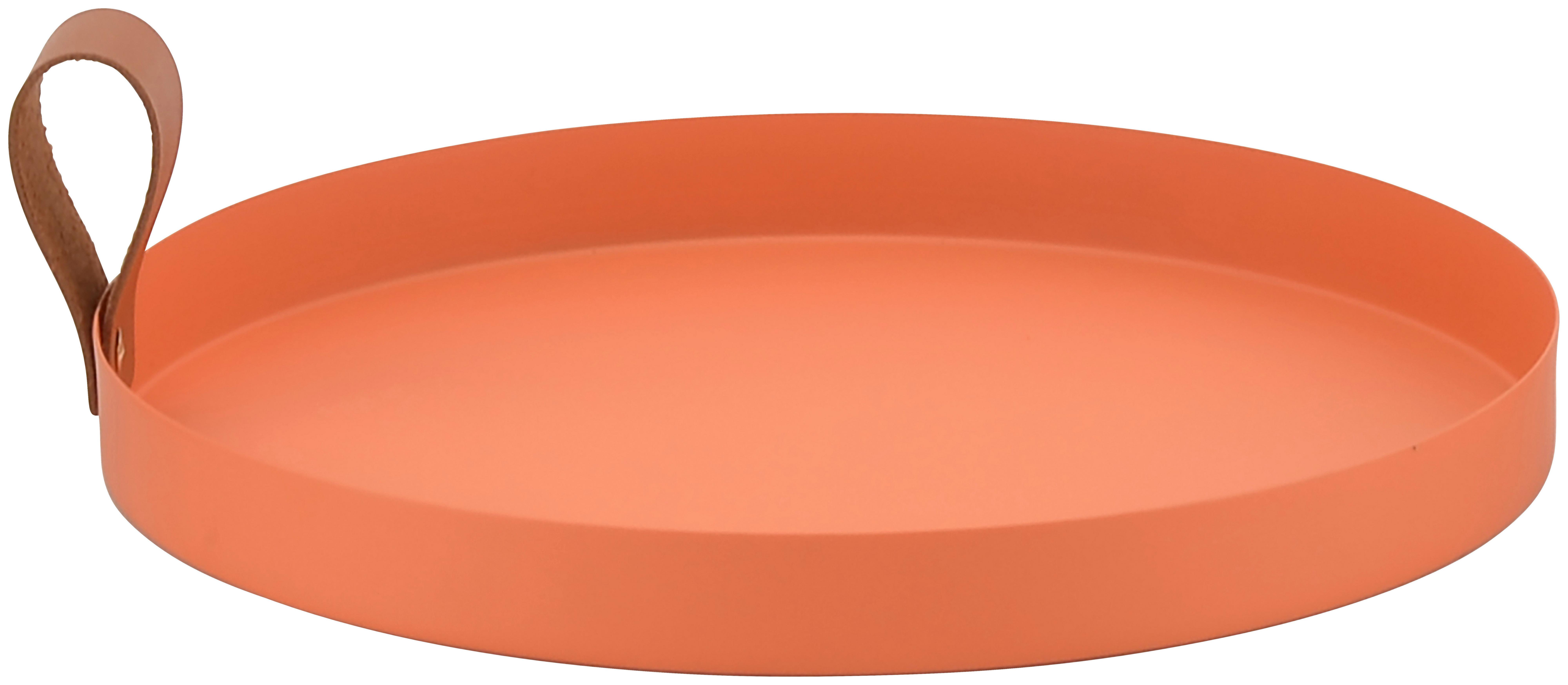 Dekoteller Daisy Orange ⌀ 25cm - Orange, MODERN, Leder/Metall (25/2,5cm) - Modern Living