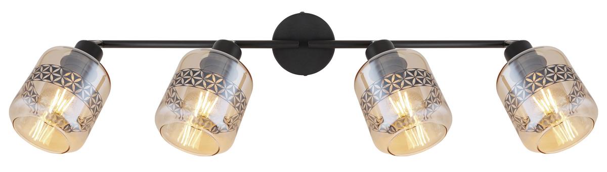 Strahler Lazarus in Schwarz max. 15 Watt - Schwarz, Design, Glas/Metall (70,5/11/25cm) - Globo