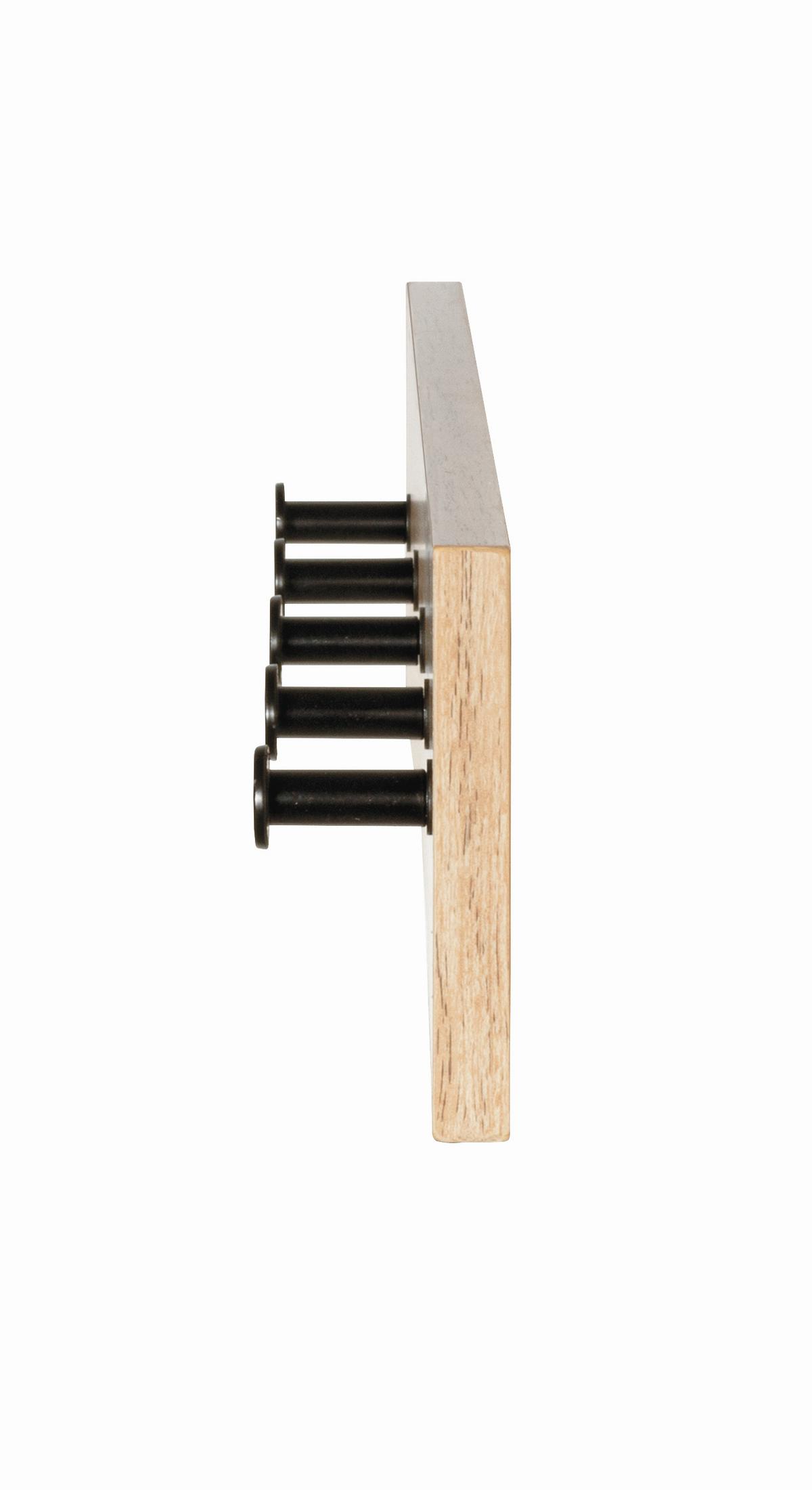 LISTWA Z WIESZAKAMI PARMA - kolor dębowy/czarny, Basics, materiał drewnopochodny/metal (60/12/5cm)
