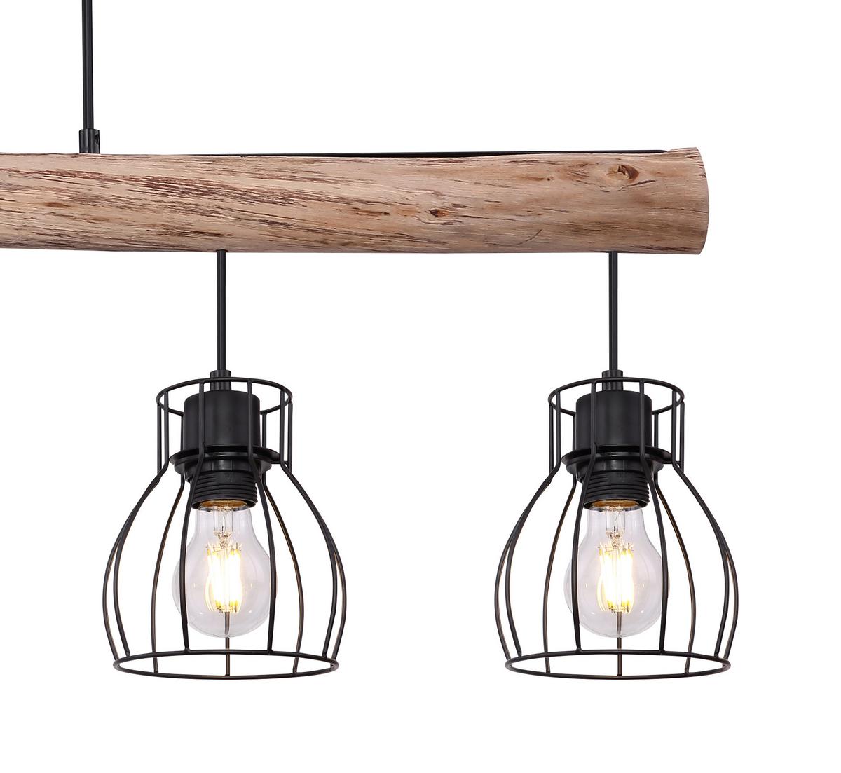 LAMPA WISZĄCA 15326-5NLU MINA *SBM* - kolor naturalny/czarny, Trend, metal/drewno (100/13,6/140cm) - Marama