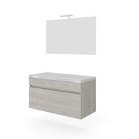 Mobilier de baie Bogota - alb/stejar gri, Basics, material pe bază de lemn (101/135/46cm)