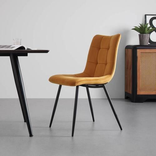 Stol Suri, Rumena, Žamet - rumena/črna, Moderno, kovina/tekstil (46/87/59cm) - Bessagi Home