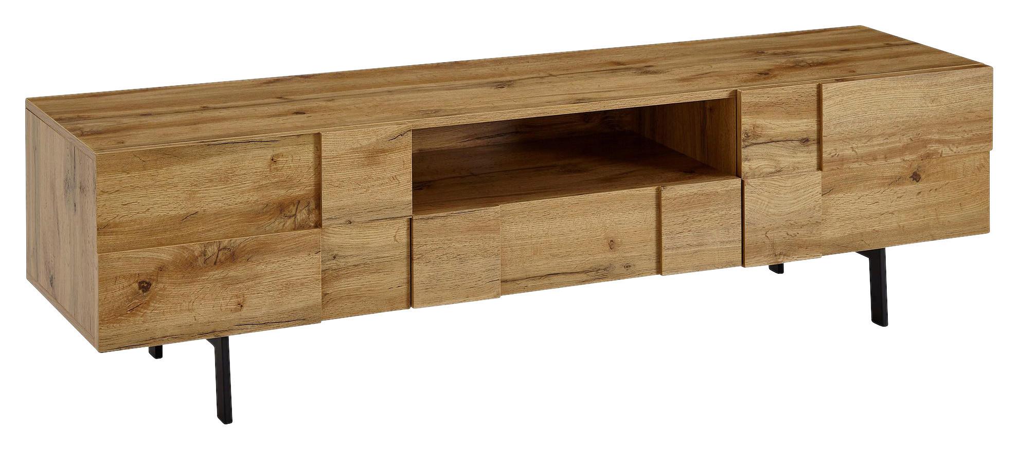 Lowbord Wohnling ca. 160x46x43 cm Braun - Schwarz/Braun, MODERN, Holzwerkstoff/Metall (160/46/43cm) - MID.YOU