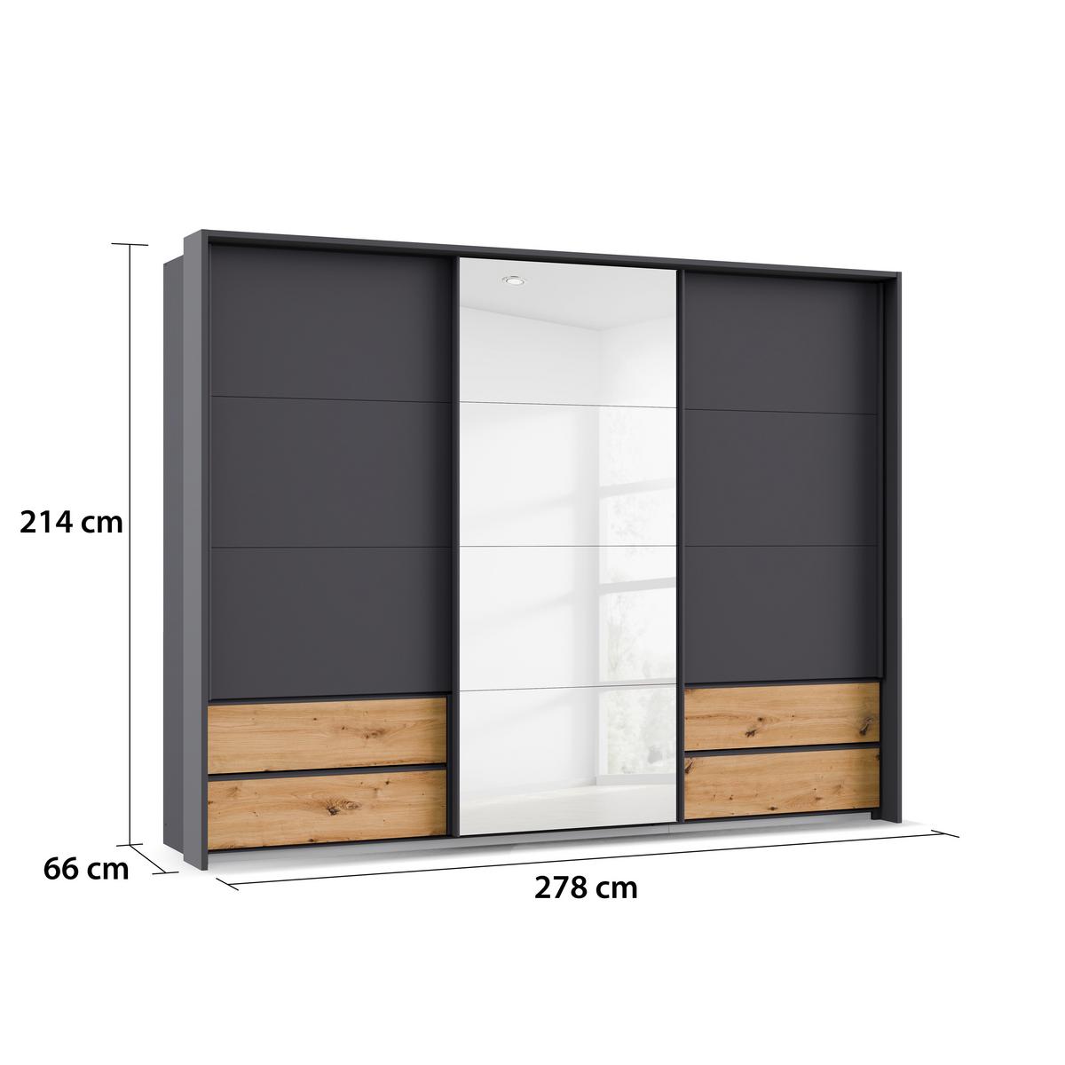 Ormar S Kliznim Vratima Karpo - siva/hrast Artisan, Moderno, drvni materijal/plastika (271/210/62cm) - Premium Living