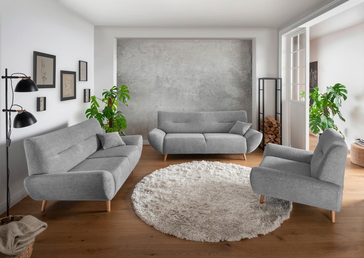 Sessel Drago Silberfarben Chenille - Wildeiche/Silberfarben, MODERN, Holz/Textil (111/81/90cm) - MID.YOU