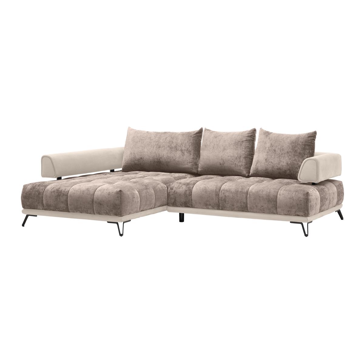 Ecksofa Morgan Cappuccino - Creme/Schwarz, MODERN, Textil/Metall (184/262cm) - Mömax