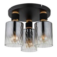 DECKENLEUCHTE 15777-3D  OSBORNE - Klar/Schwarz, Design, Glas/Holz (32/25,4cm) - Globo