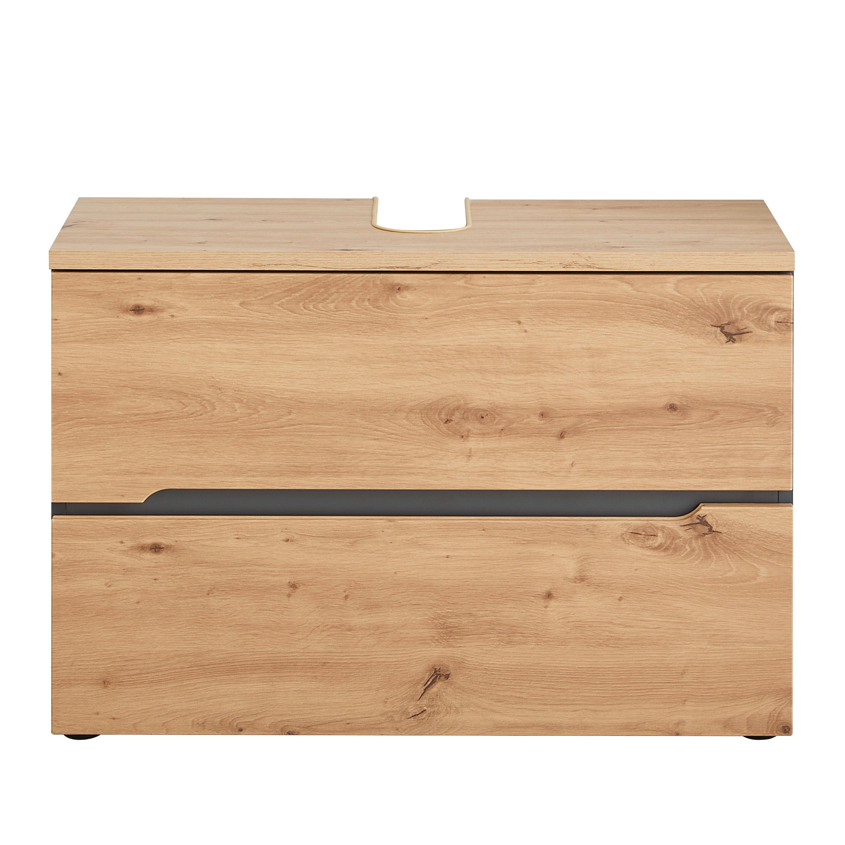 Waschbeckenunterschrank Memphis Artisan Eiche/Grau - Schwarz/Eiche Artisan, MODERN, Holzwerkstoff/Kunststoff (80/55/38cm) - Mömax