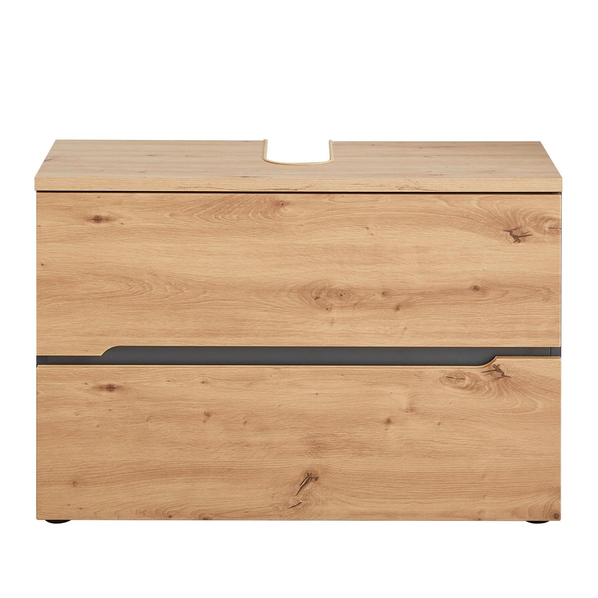 Waschbeckenunterschrank Memphis Artisan Eiche/Grau - Schwarz/Eiche Artisan, Modern, Holzwerkstoff/Kunststoff (80/55/38cm) - Mömax