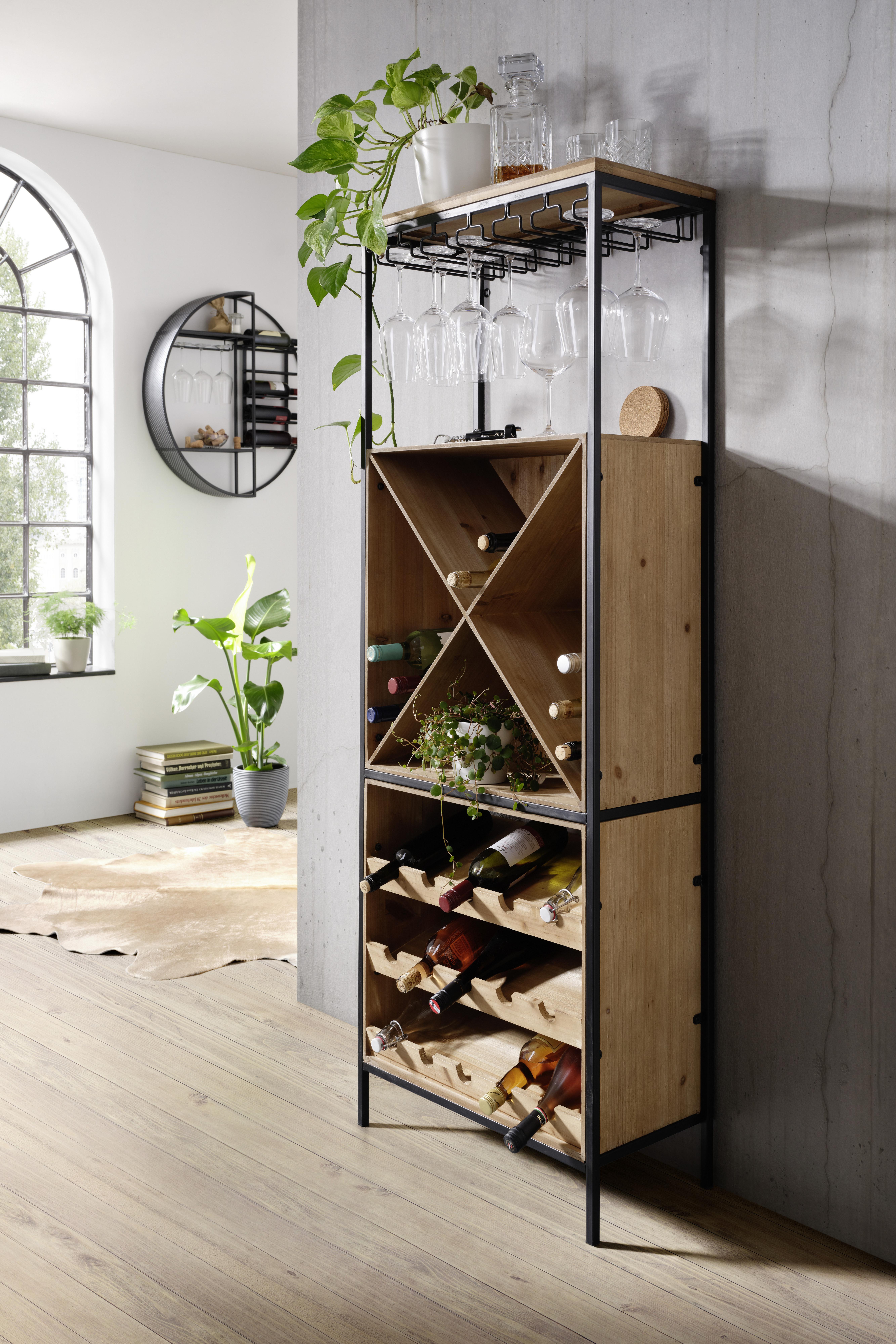 BARELEMENT CHAMPAGNE - Hellbraun/Schwarz, Lifestyle, Holz/Holzwerkstoff (60/30/160cm) - Premium Living