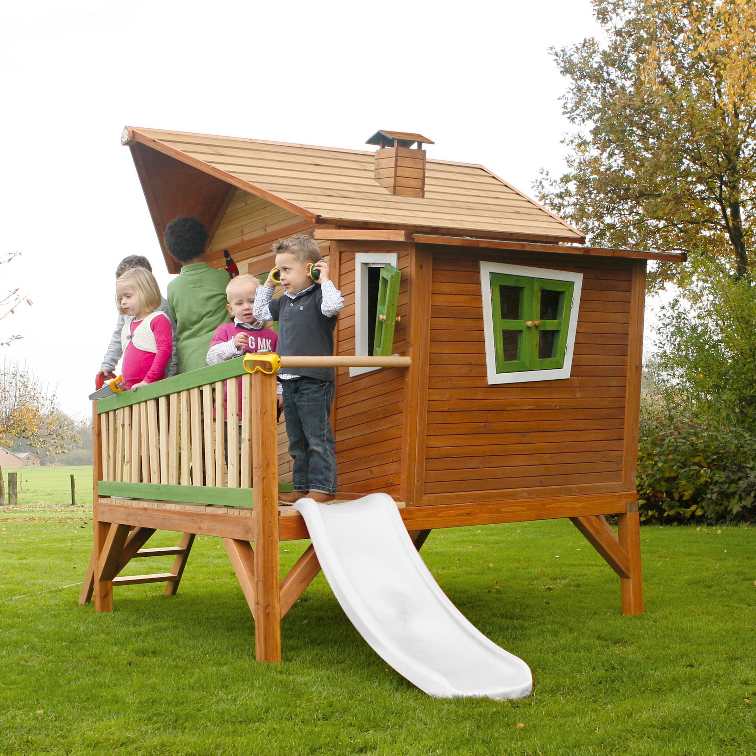 Speilhaus "Emma", Braun, Grün, Weiß - Hellgrün/Braun, KONVENTIONELL, Holz/Kunststoff (123/12,8/152cm) - Ambia Garden