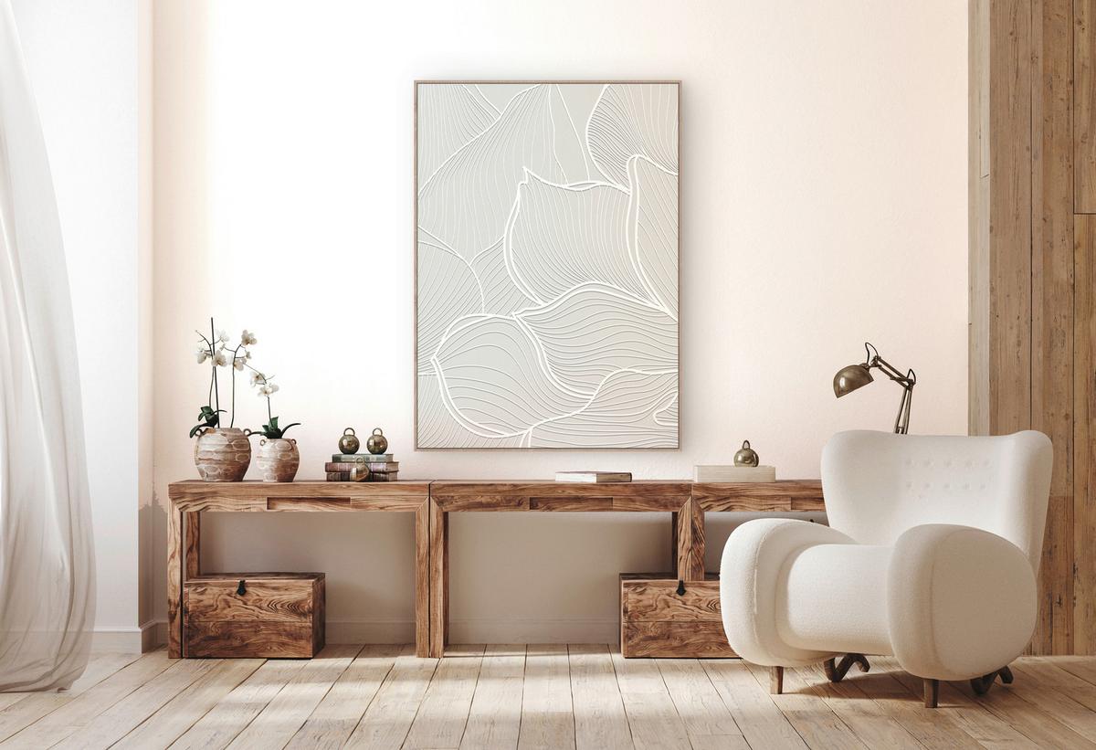Tablou cu ramă Denise cca. 100x140 cm - alb/culoare natur, plastic/textil (100/140cm) - Premium Living