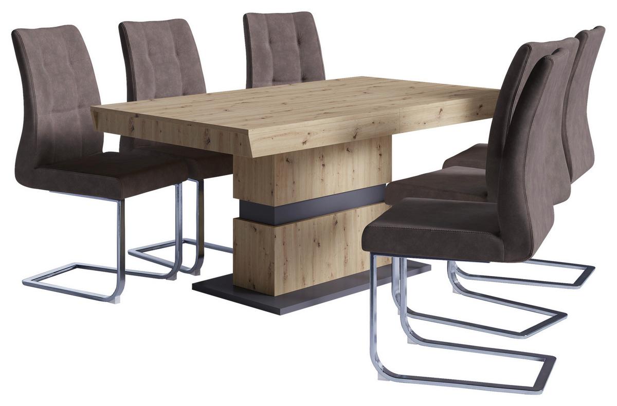 Schwingstuhl-Set MARLEN XXL Braun, Wippfunktion - Silberfarben/Braun, LIFESTYLE, Textil/Metall (47/96/62cm) - MID.YOU