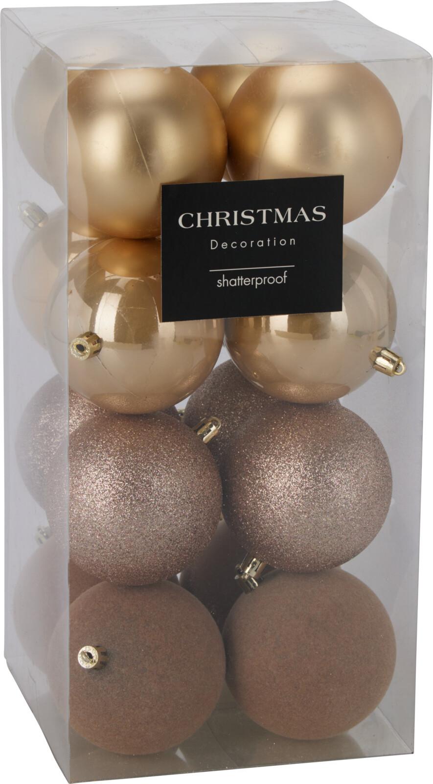 Karácsonyfagömbszett Xmas - aranyszínű, műanyag (6cm)