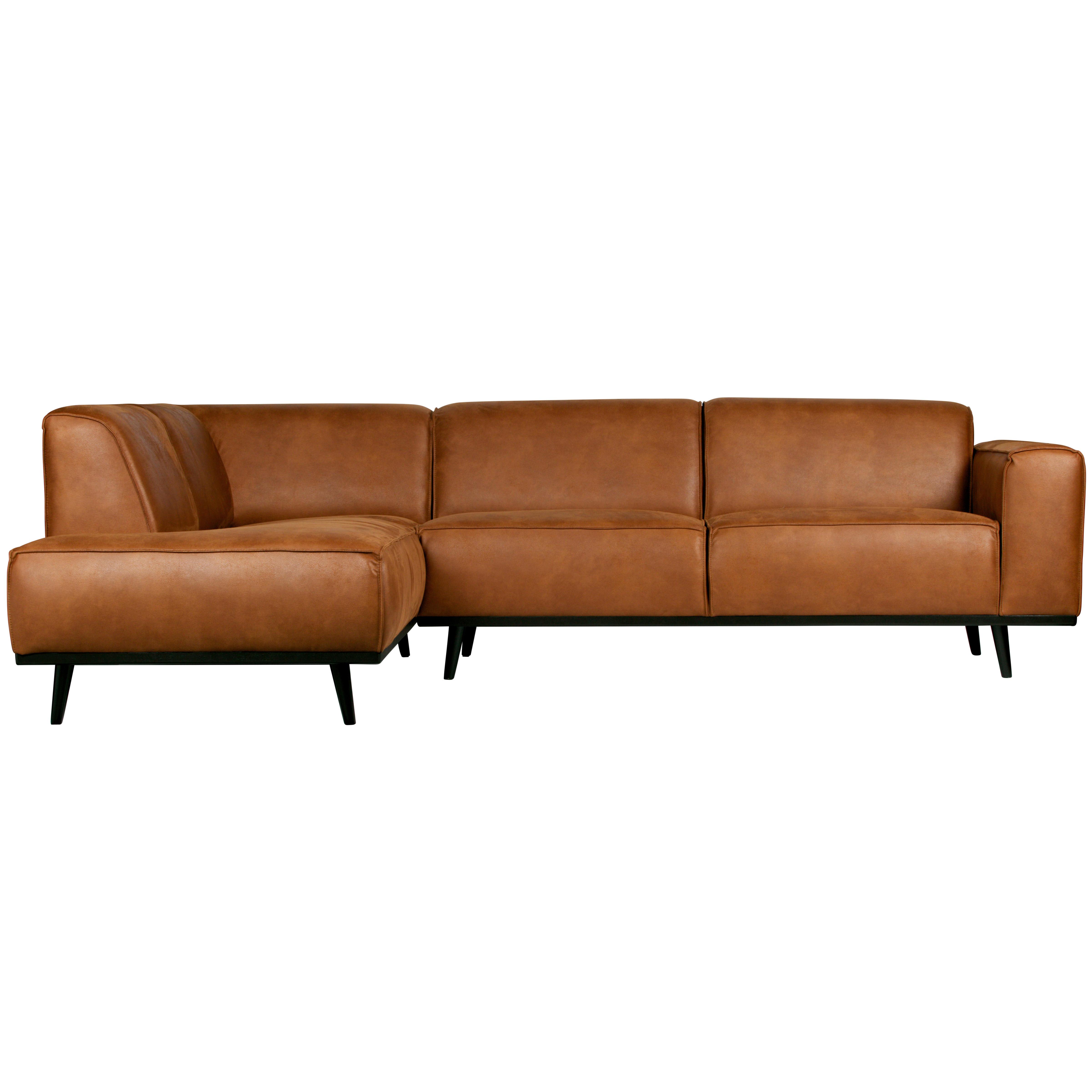 ECKSOFA Statement Cognac S: 210x274cm - Cognac/Schwarz, Design, Leder/Holz (210/274cm) - Livetastic