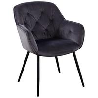 KRZESŁO Z PODŁOKIETNIKAMI SALERNO - czarny/szary, Modern, metal/tkanina (63/87/64cm) - MID.YOU