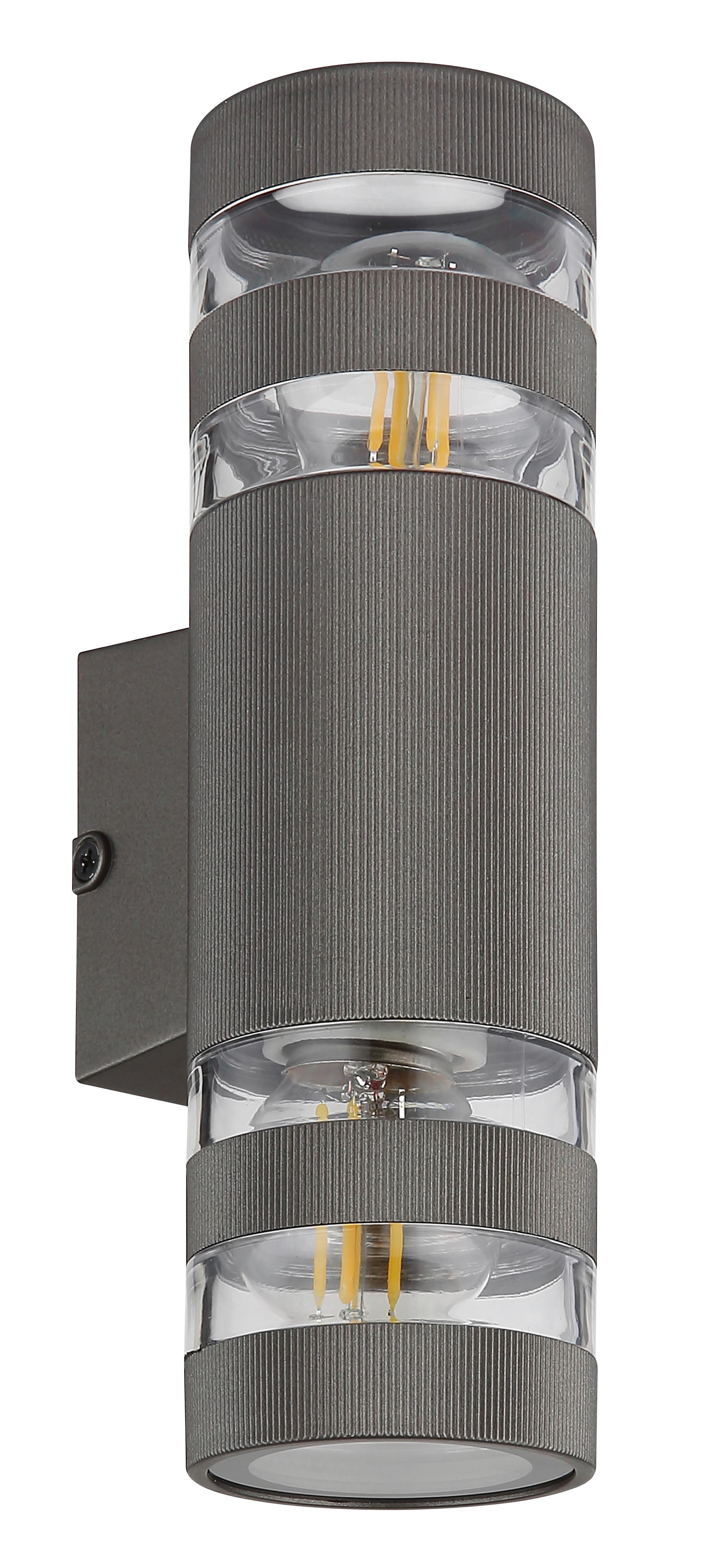 WANDLEUCHTE 78260A HAYES - Klar/Anthrazit, Basics, Glas/Kunststoff (22/6,5/6,5cm) - Globo