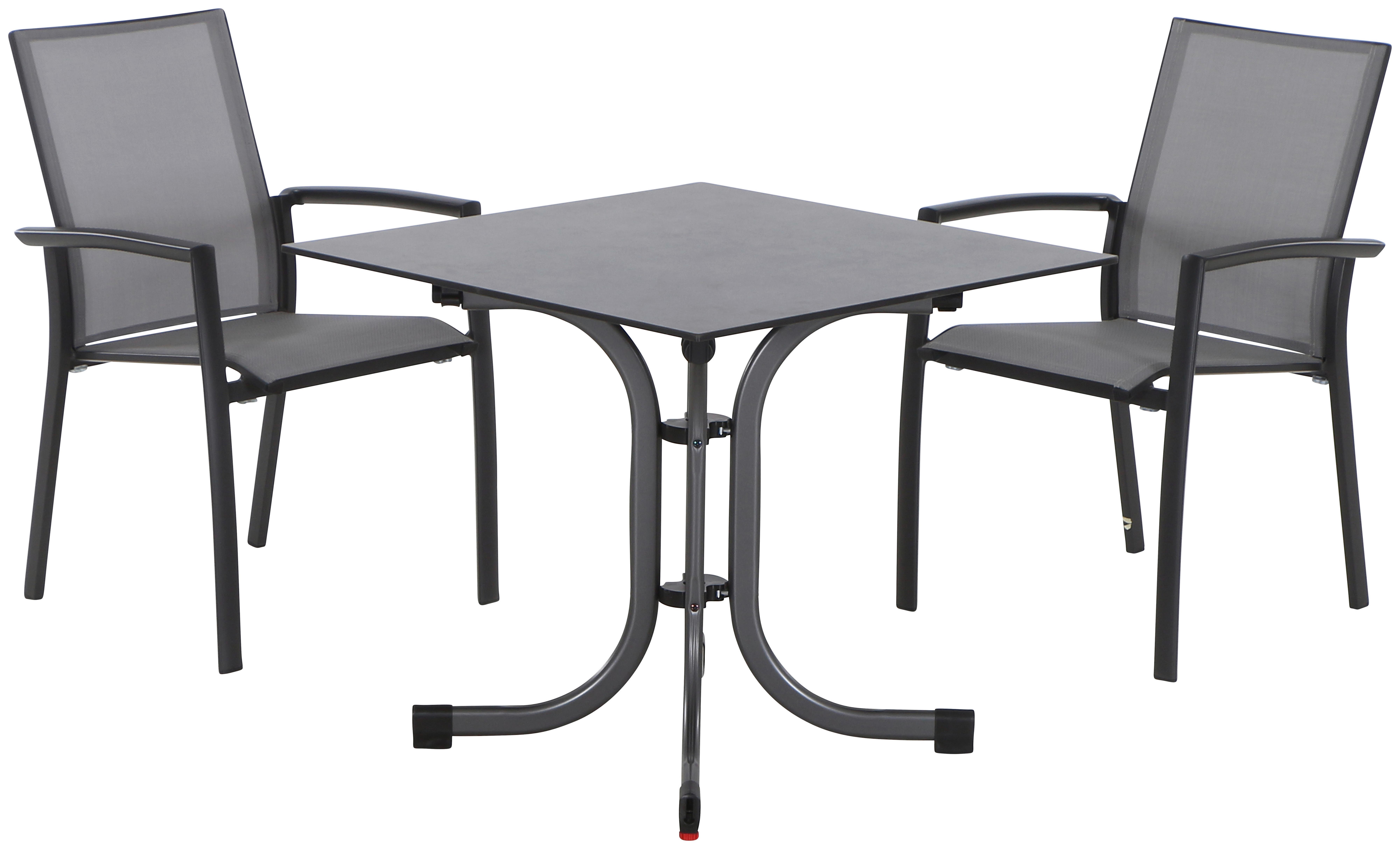 Gartengarnitur 3-tlg. Textil / Keramik - Anthrazit/Schwarz, KONVENTIONELL, Keramik/Kunststoff - Siena Garden