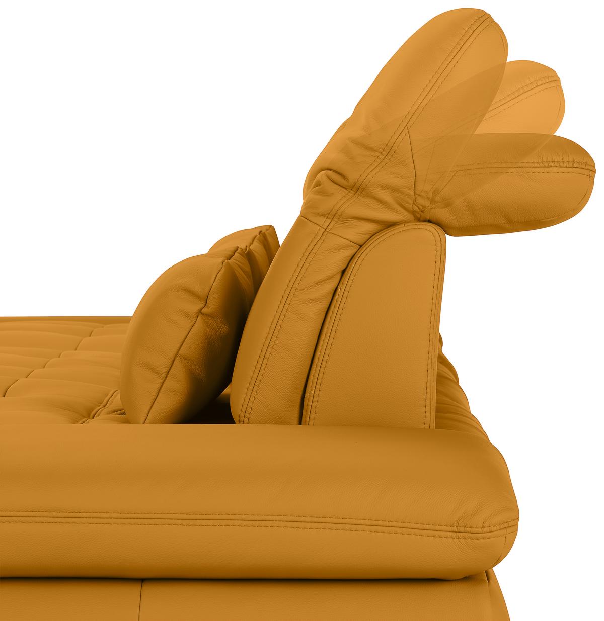Wohnlandschaft Sanfino Leder Gelb - Chromfarben/Gelb, KONVENTIONELL, Leder/Metall (199/79-96/305cm) - Premium Living