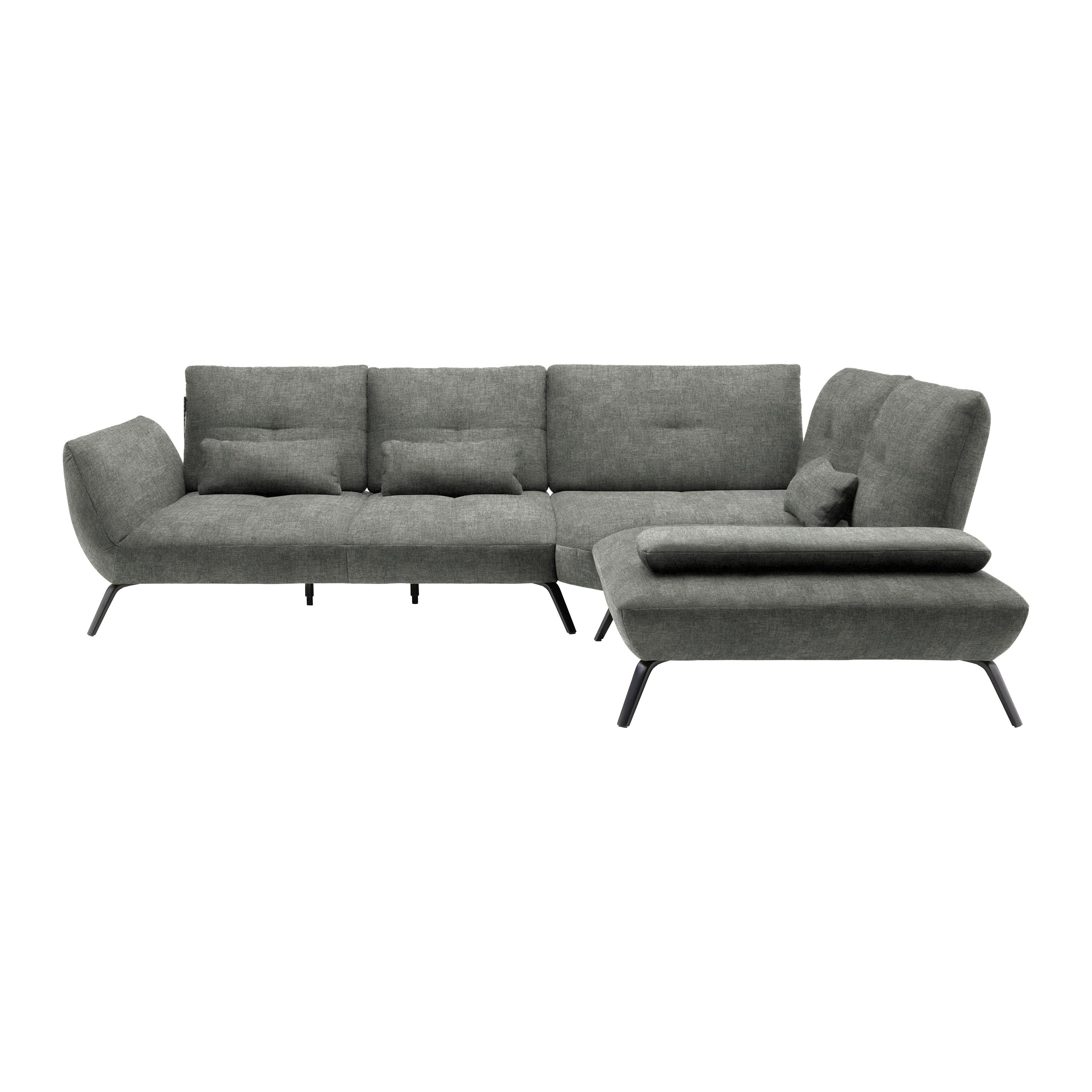 Wohnlandschaft Dunkelgrau - Dunkelgrau/Schwarz, Modern, Holzwerkstoff/Textil (310/93/250cm) - Premium Living