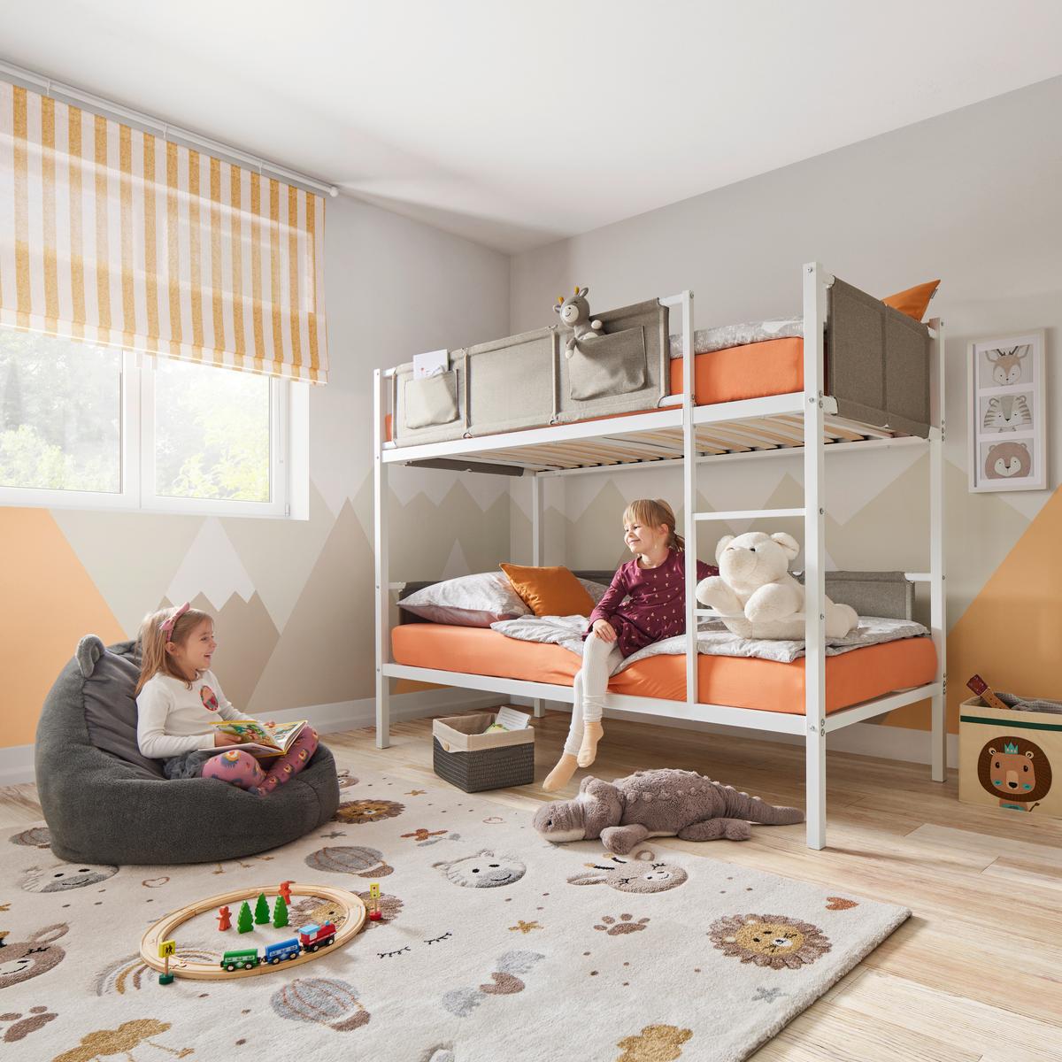 Etagenbett Timo in Weiss ca. 2x ca. 90x200cm - Weiss/Grau, Konventionell, Metall (208/161/96cm) - Zandiara