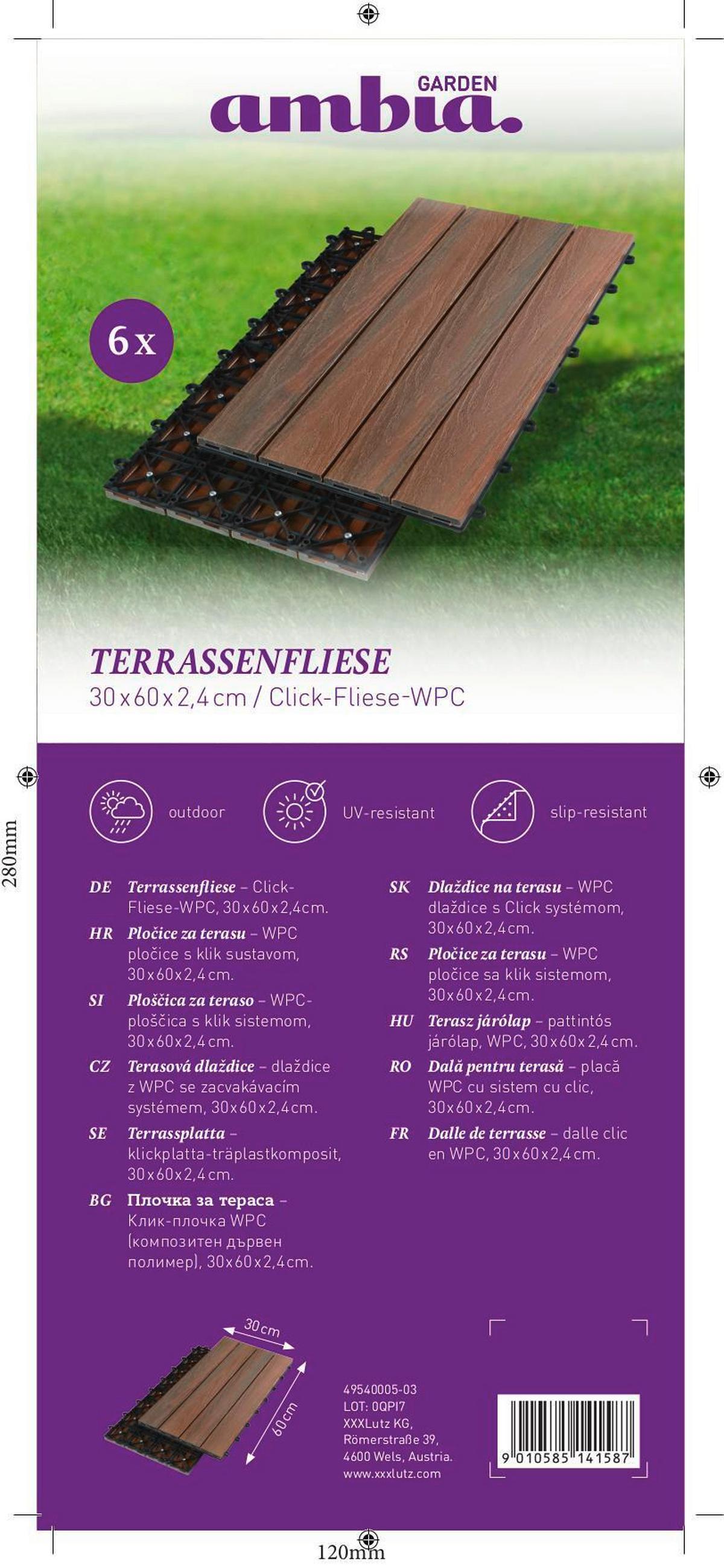 PŁYTKA TARASOWA WPC-FLIESE SOLID - Basics (60/30/2,4cm) - Ambia Garden