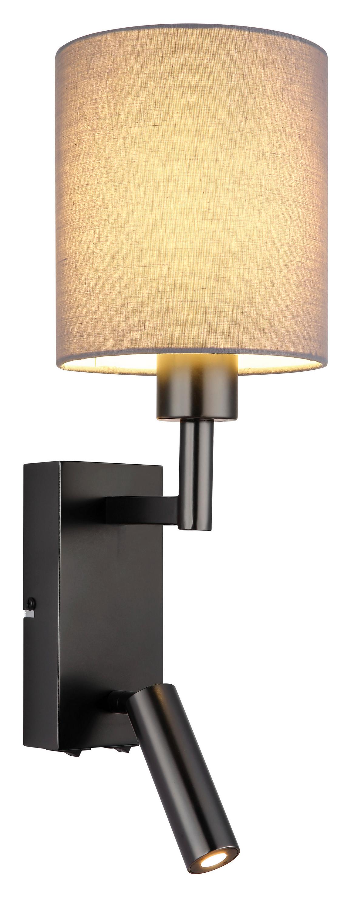 Led Zidna Svjetiljka Zamora - siva/crni krom, Konvencionalno, metal/tekstil (15/45,5cm) - Globo