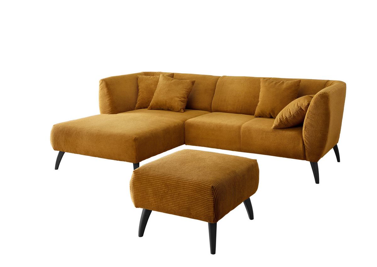 Wohnlandschaft Colori Goldfarben Cord - Goldfarben/Schwarz, MODERN, Holz/Textil (160/264cm) - MID.YOU