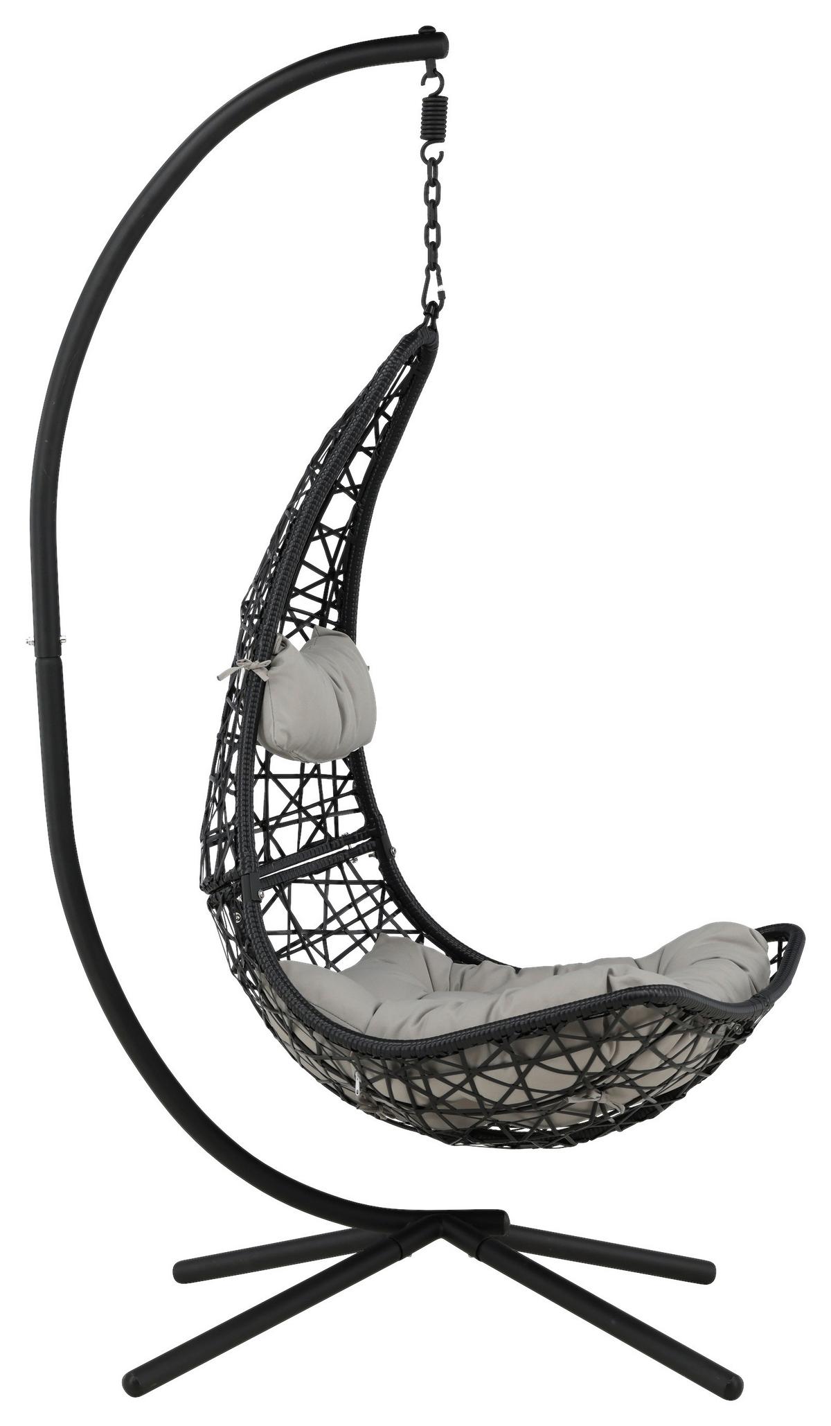 Hängestuhl Edinburgh ca. 132x205 cm Grau/Schwarz - Schwarz/Grau, KONVENTIONELL, Kunststoff (132/205/130cm) - Gardenson
