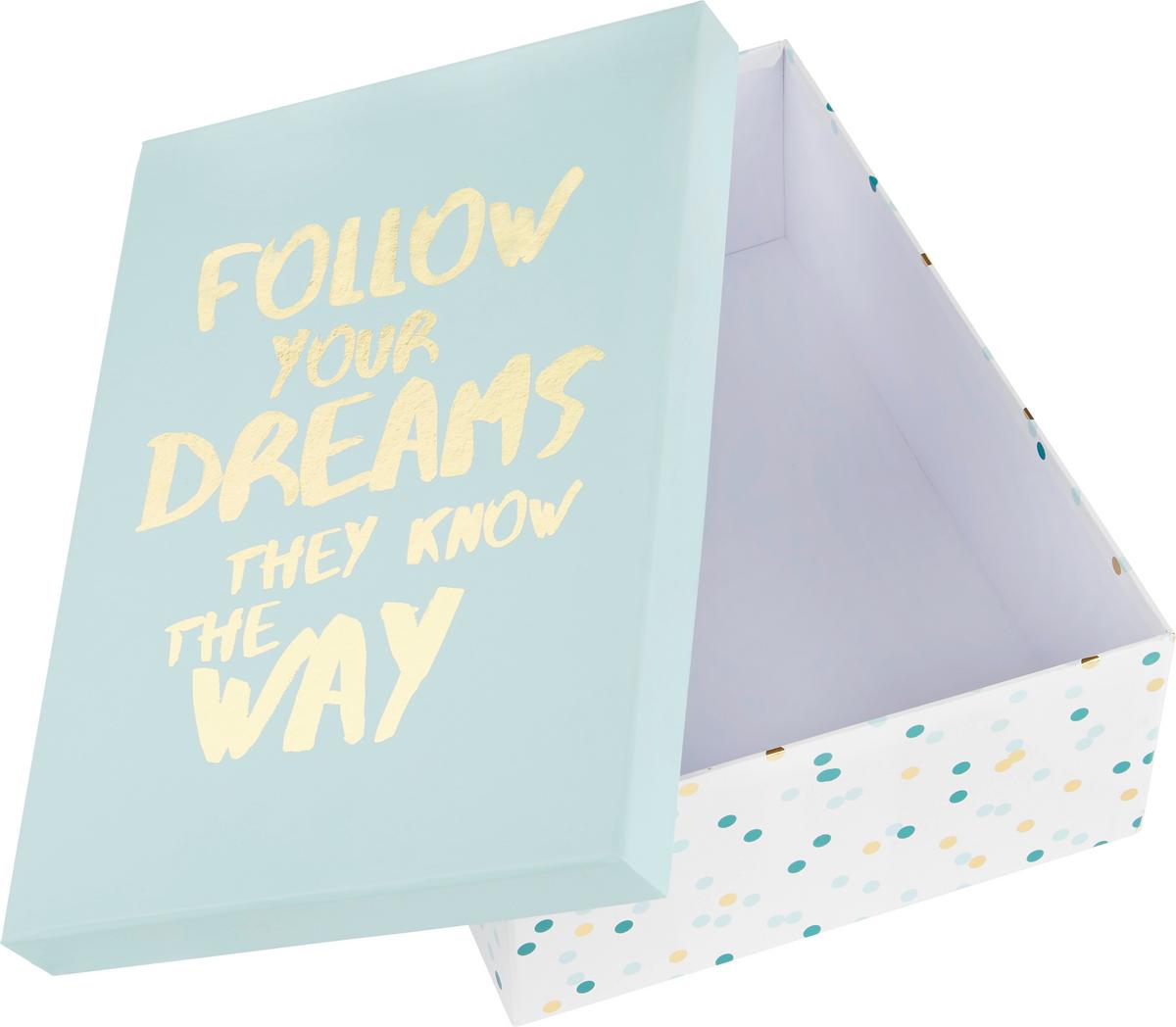 Geschenkbox Dreams Blau/Weiss - Blau/Weiss, Papier (33/24/11cm) - Modern Living