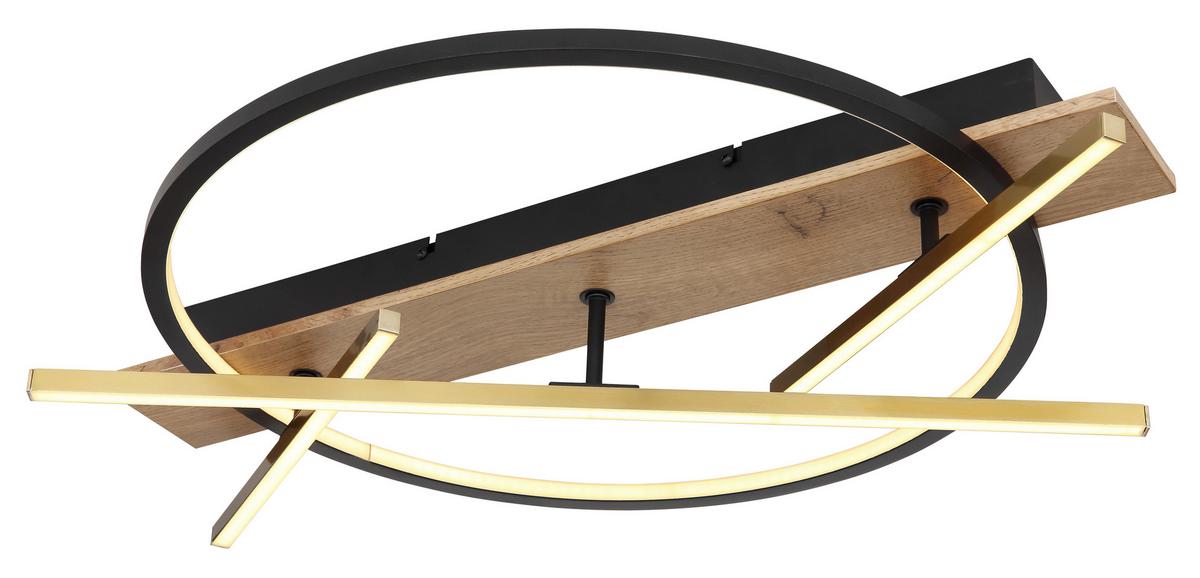 Stropna Led-svetilka Beatrix, S Sijalko - črna/temno rjava, Design, kovina/umetna masa (70/60/11,5cm) - Globo
