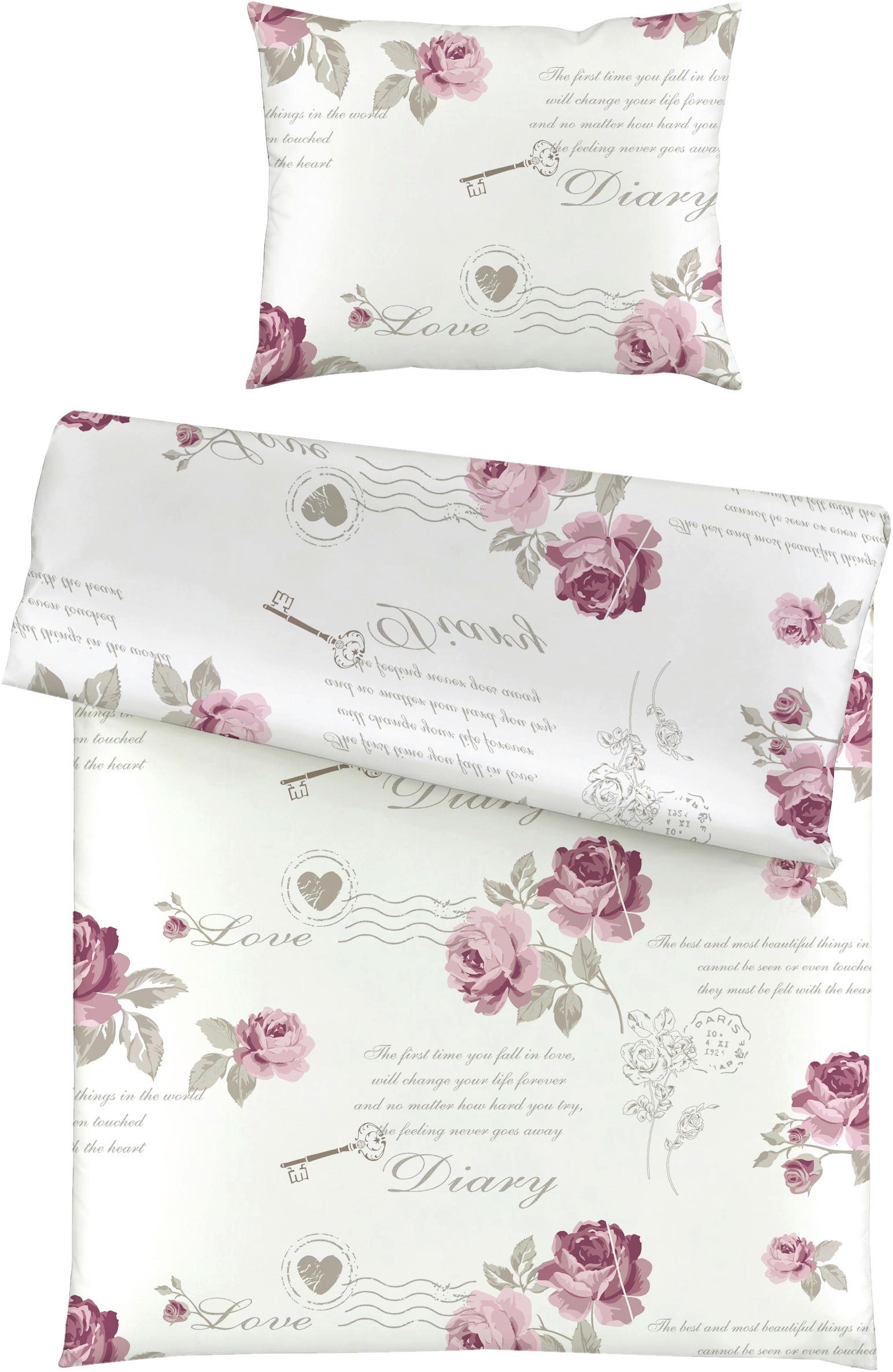 Ágyneműhuzat-garnitúra Diary Rose - fehér, Romantik / Landhaus, textil (140/200cm) - Modern Living