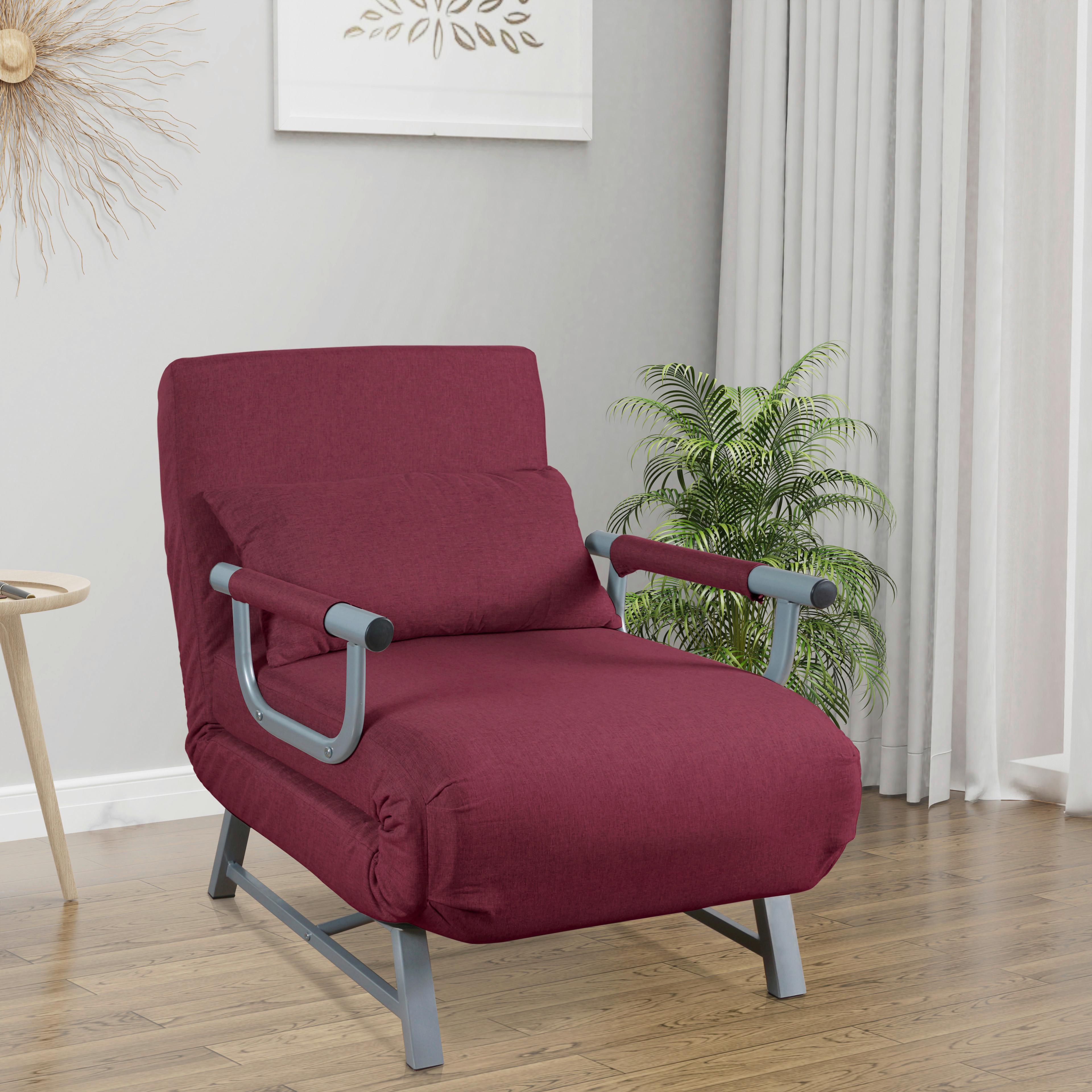 Fotelj S Funkcijo Ležišča Kolino, Rdeča - rdeča/siva, Moderno, kovina/tekstil (64/95/78cm) - MID.YOU