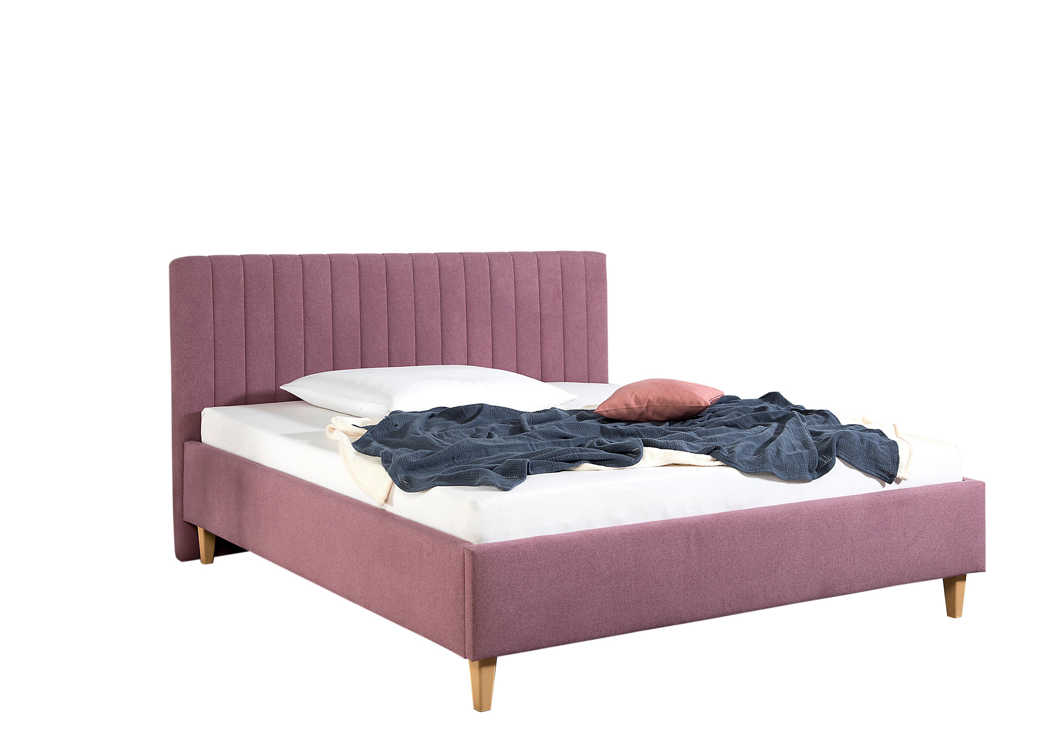 Polsterbett Sierro Beere ca. 160x200 cm - Beere/Naturfarben, MODERN, Holz/Textil (160/200cm) - Livetastic